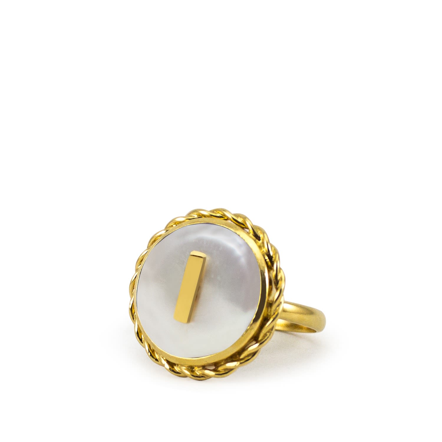 Moonglow Gold-Plated Initial I Pearl Ring