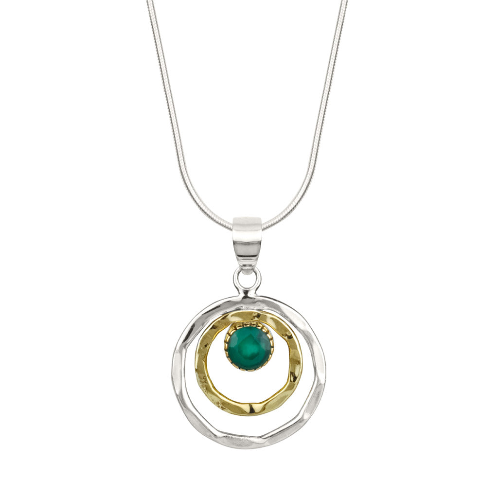 Infinity Universe Silver Necklace - Green Onyx