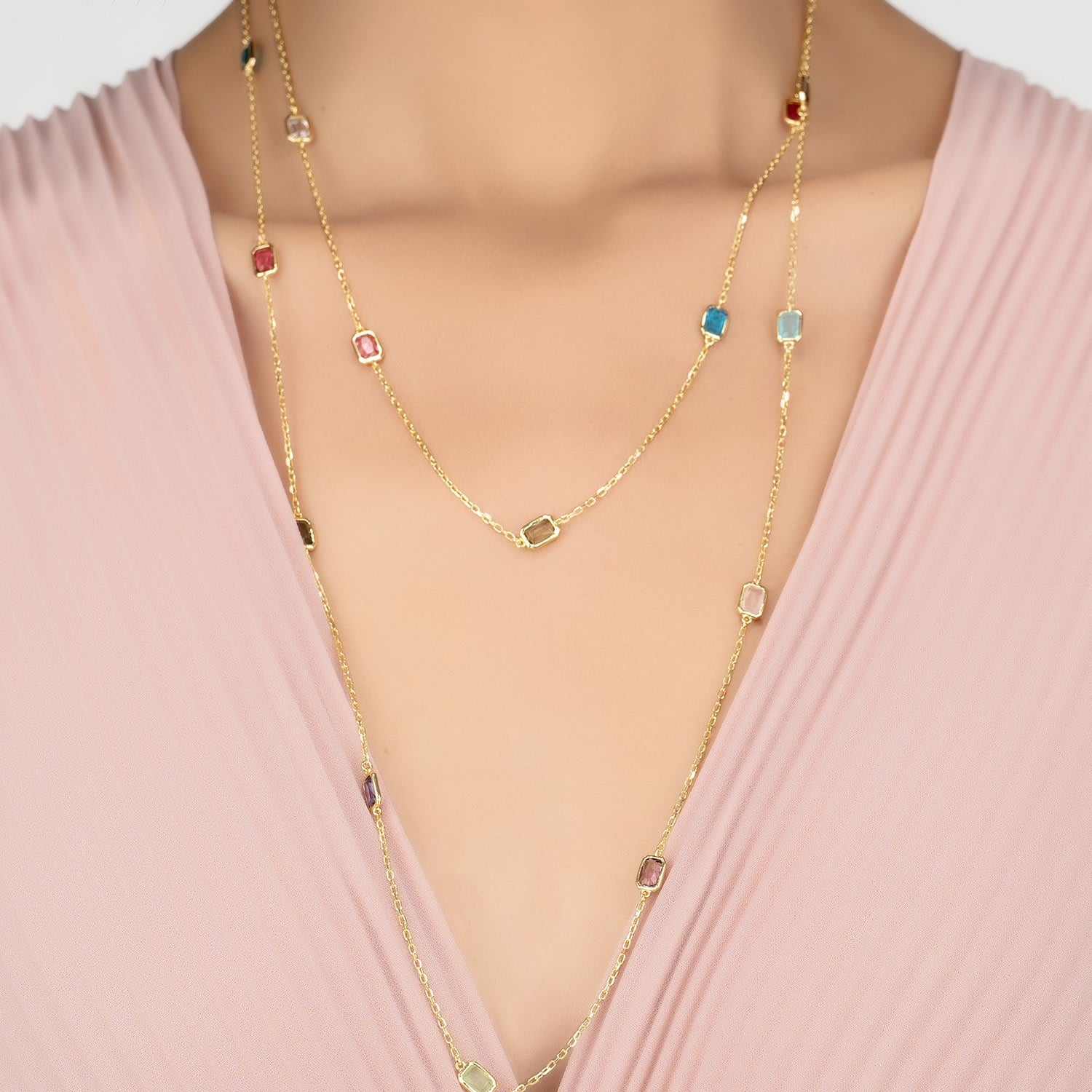 Venice Rainbow 120Cm Necklace Gold
