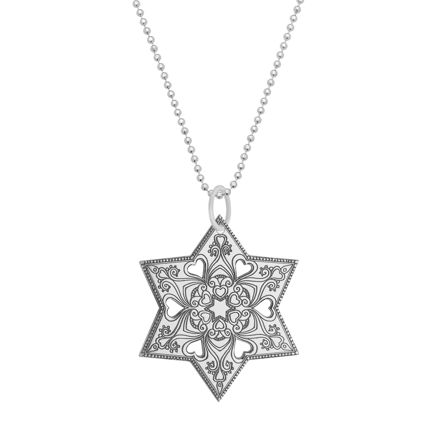 Medium Silver Mandala Star Pendant Necklace