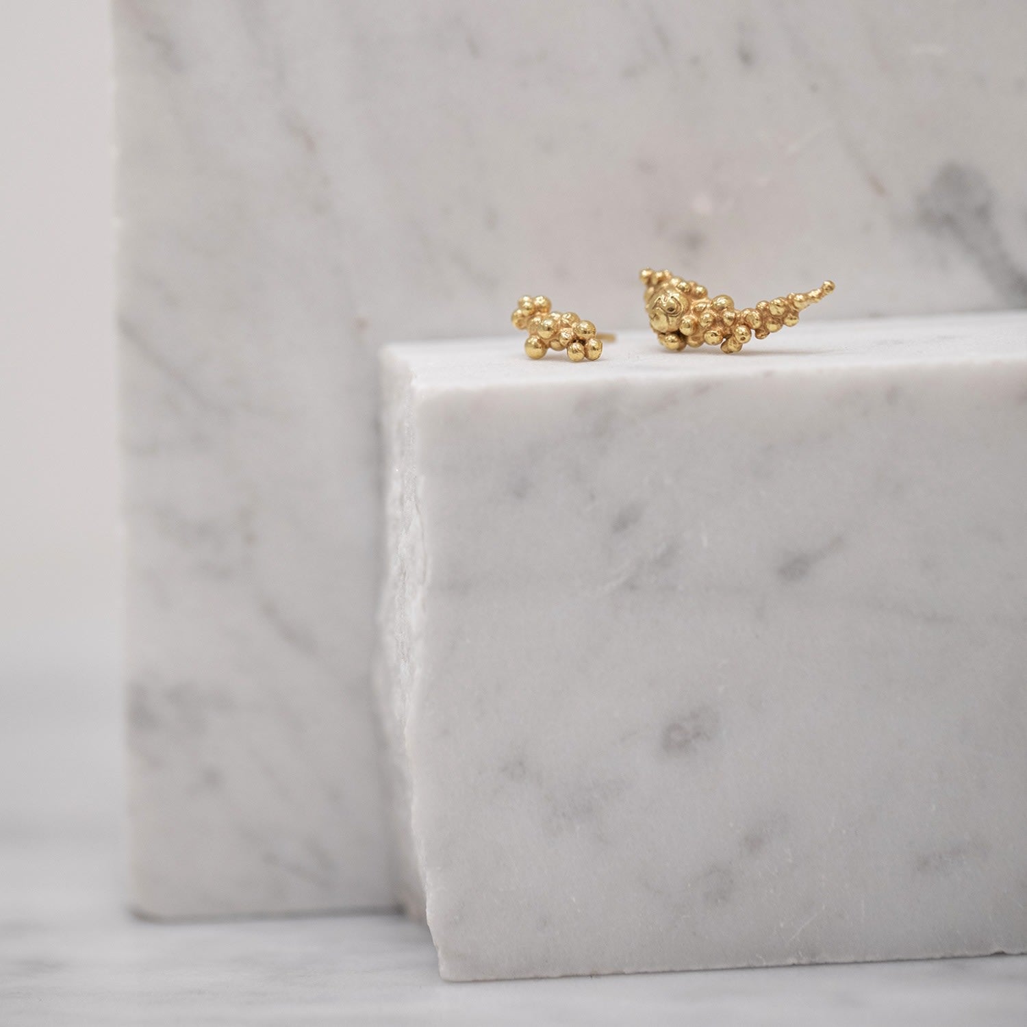 Céleste Deux Asymmetrical Stud Earrings Gold