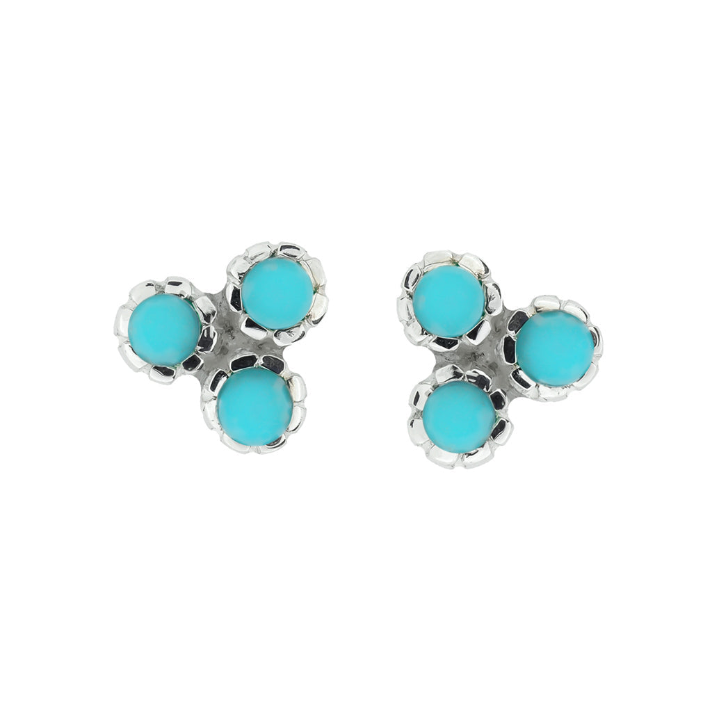 Threeni Silver Stud Earrings - Turquoise