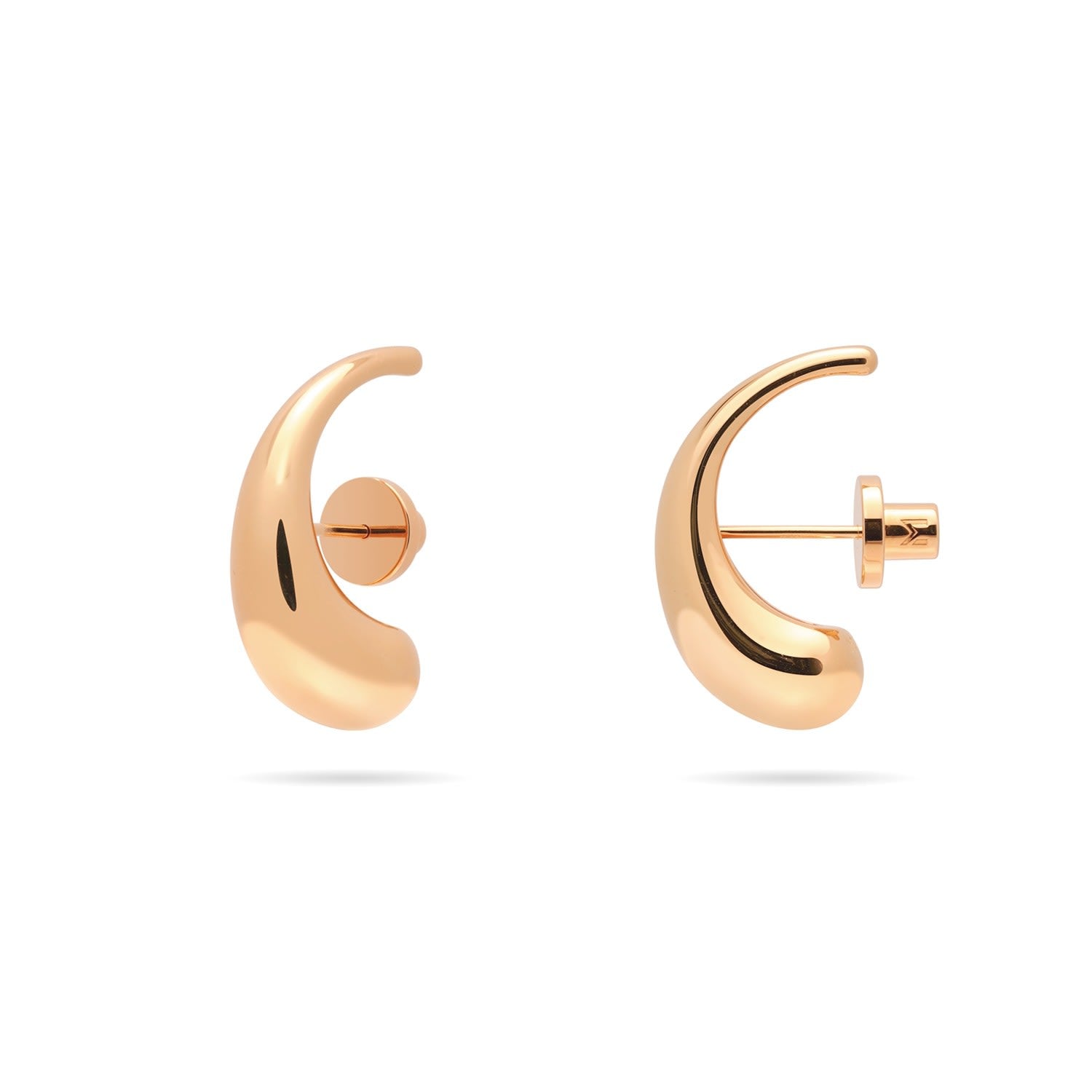 Abstract Curved Waterdrop Drop Earrings - Rose Gold