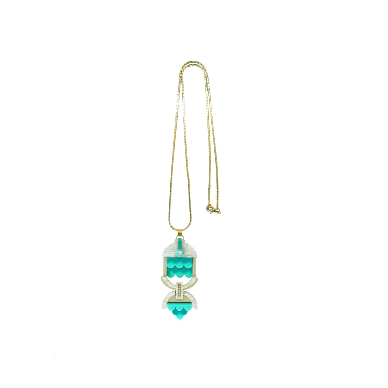 Handmade Necklace Fish Turquoise Green