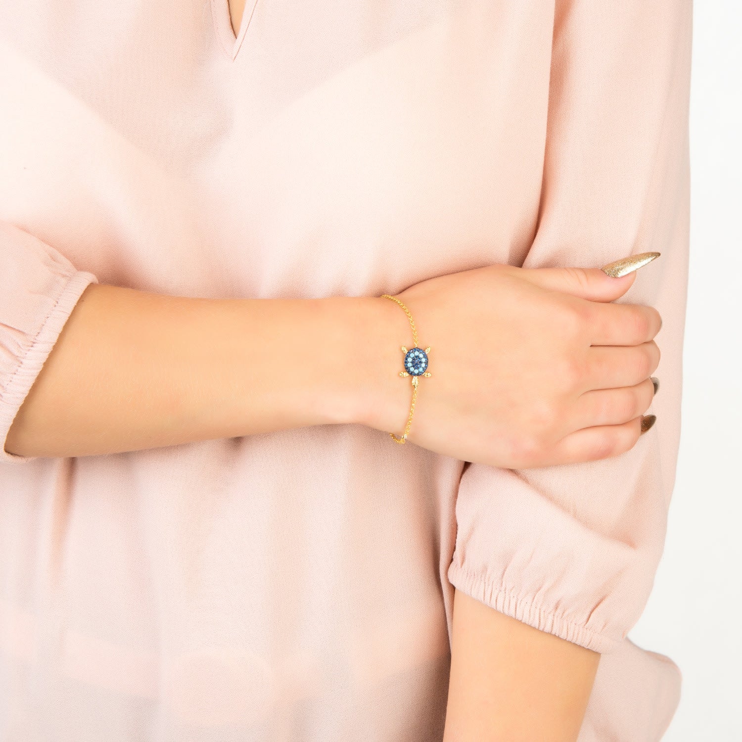 Turtle Turquoise Blue Bracelet Gold