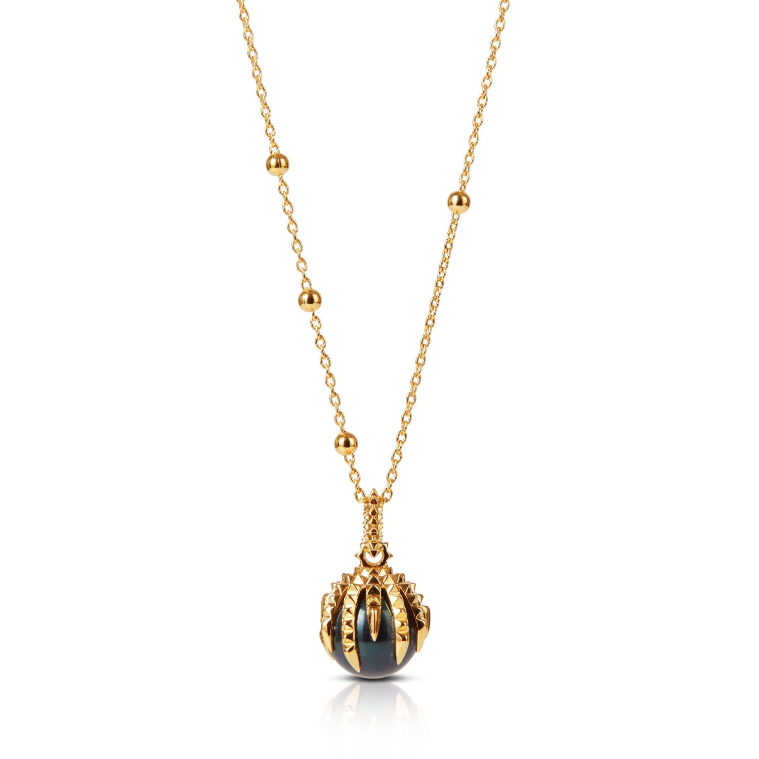 The Pearl & The Dragon – Gold & Peacock Pearl Necklace