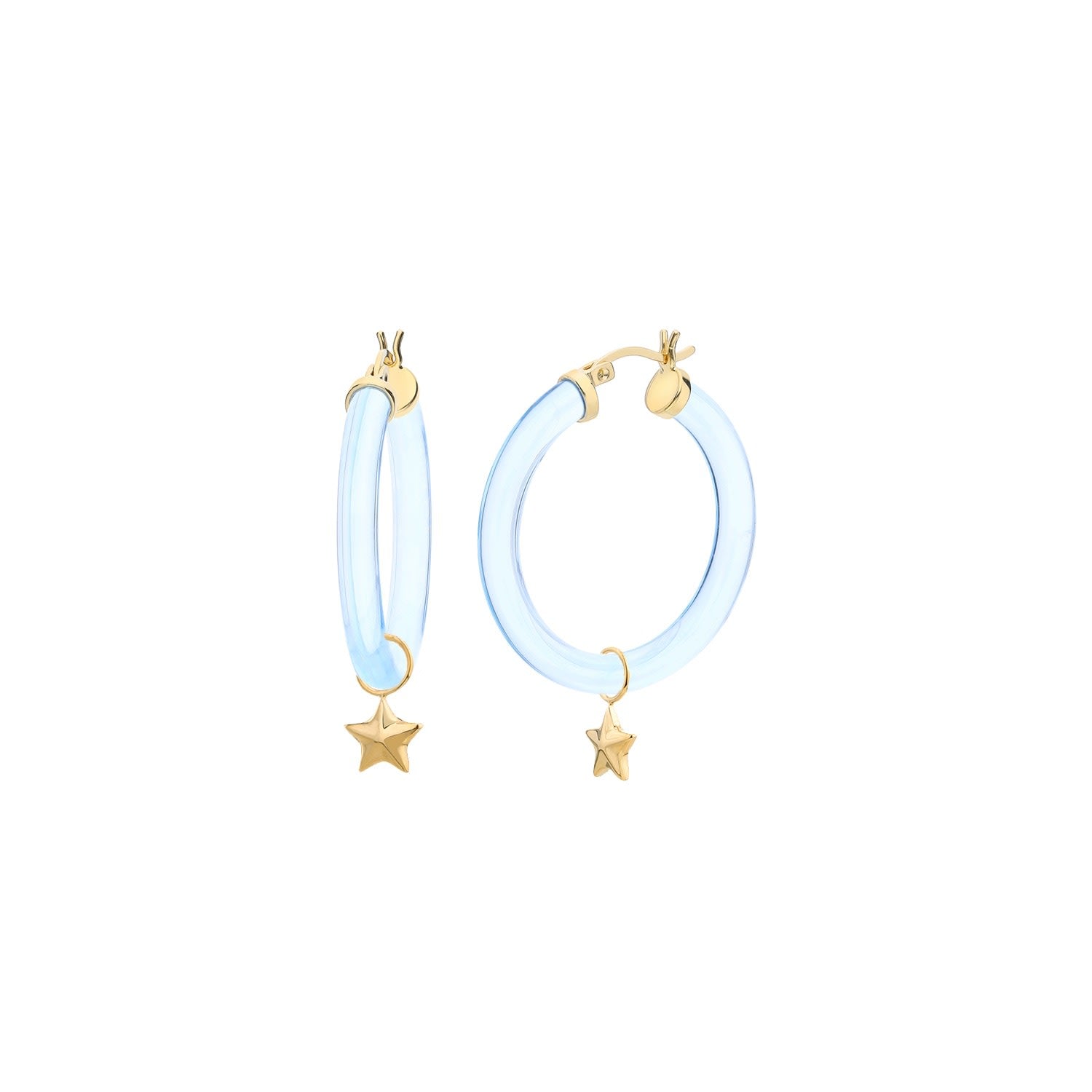Mini Star Charm Hoop Earrings In Blue