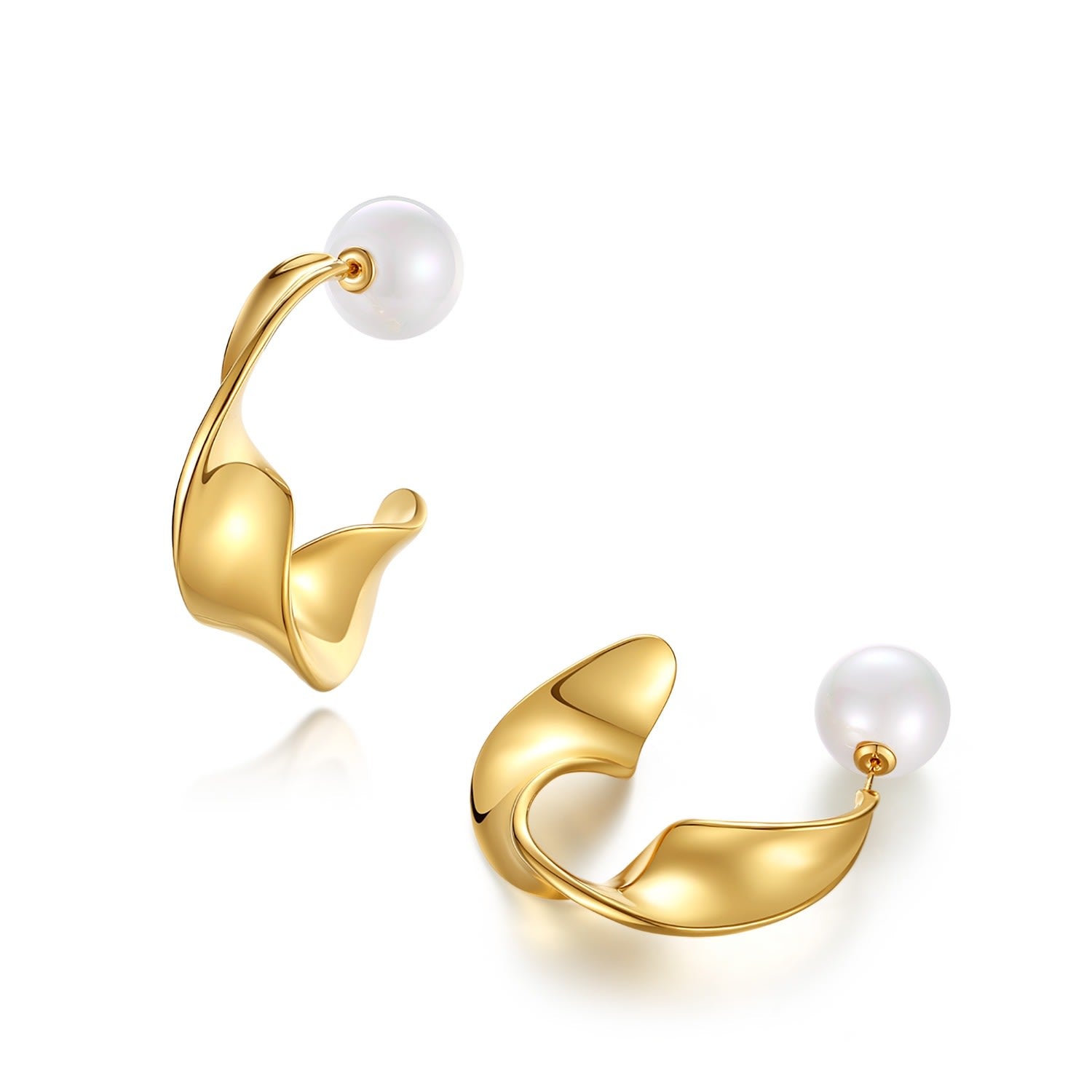 Golden Chunky Wave Hoop Earrings