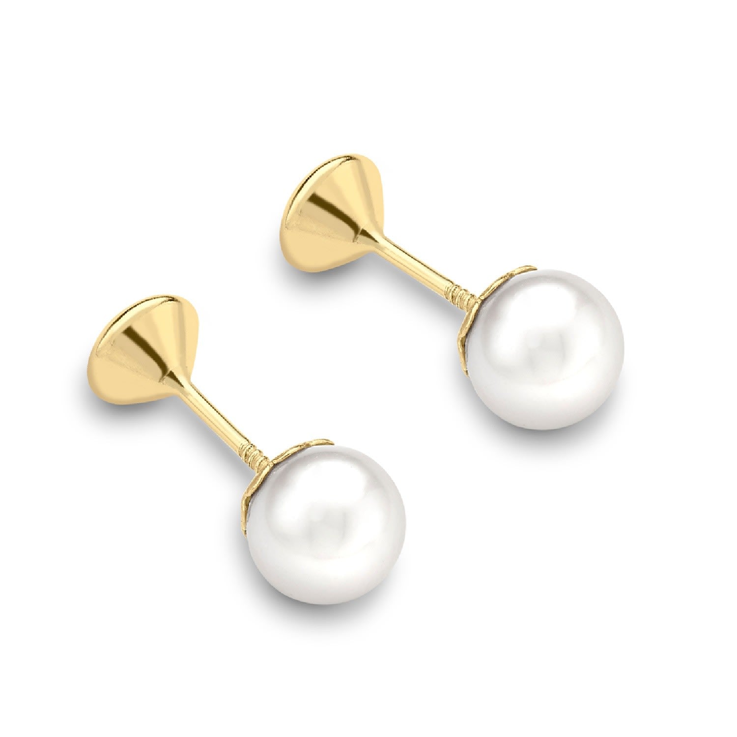 9Ct Gold Pearl And Cz Stud Earrings