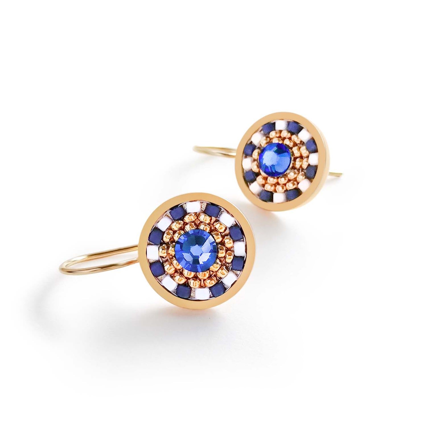 Striped Medallion Drop Earrings - Serenity