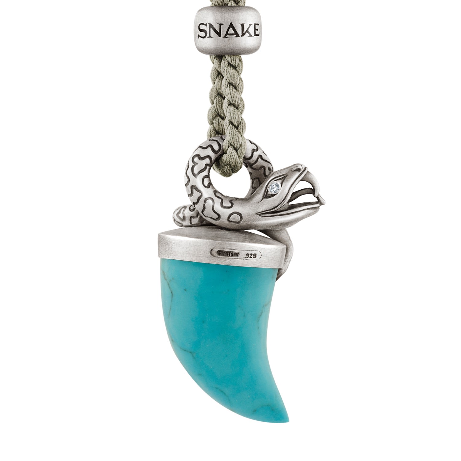 Snake Pendant Necklace With Turquoise Tusk