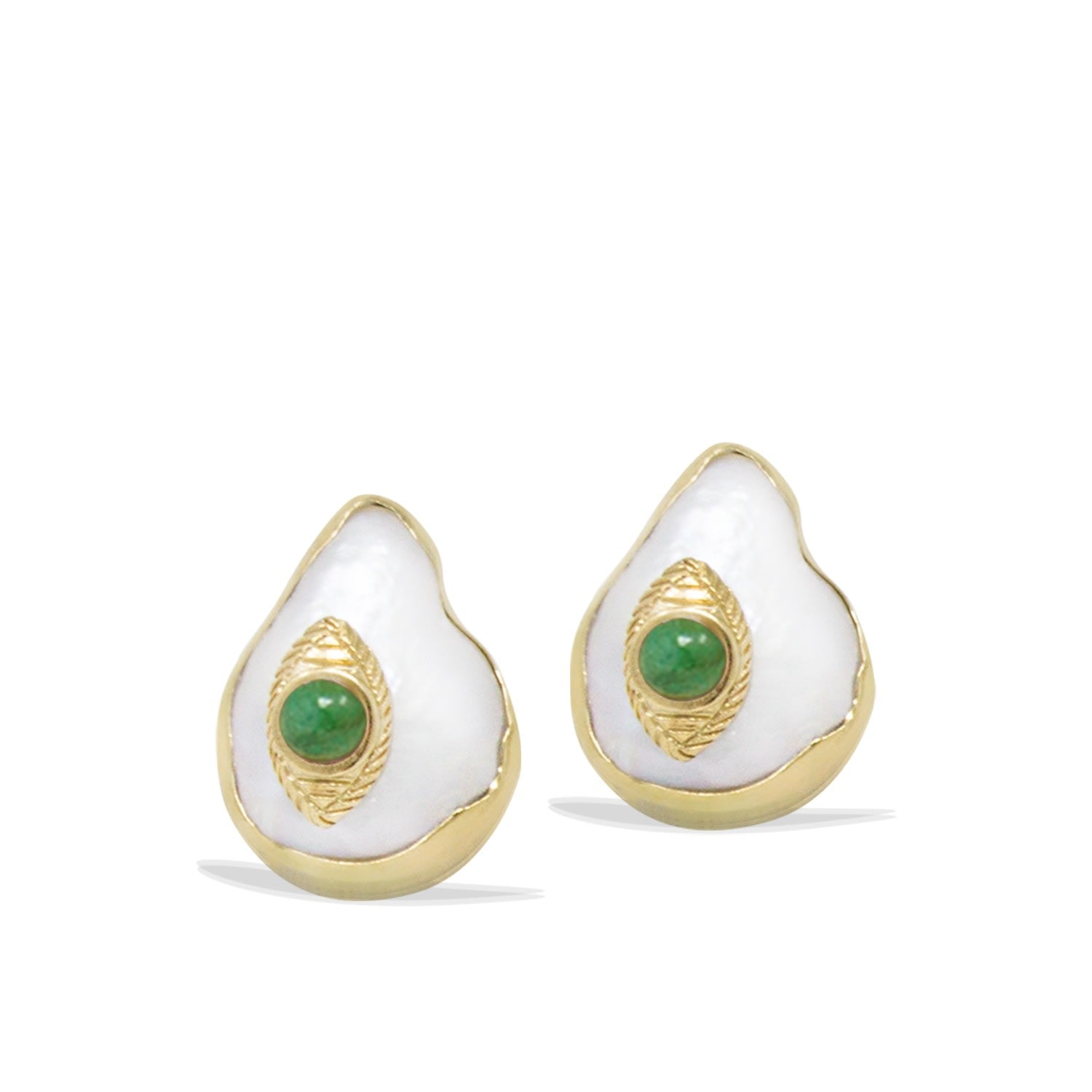 The Eye Gold-Plated Emerald & Pearl Stud Earrings