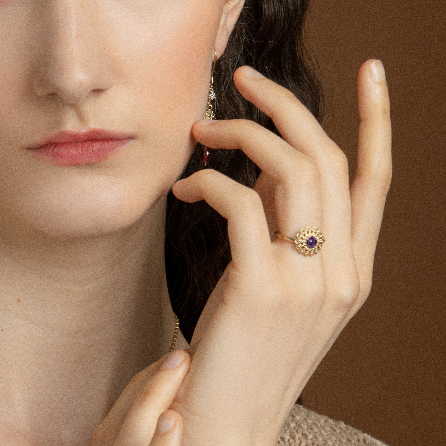 Filigrana Gold-Plated Amethyst Ring