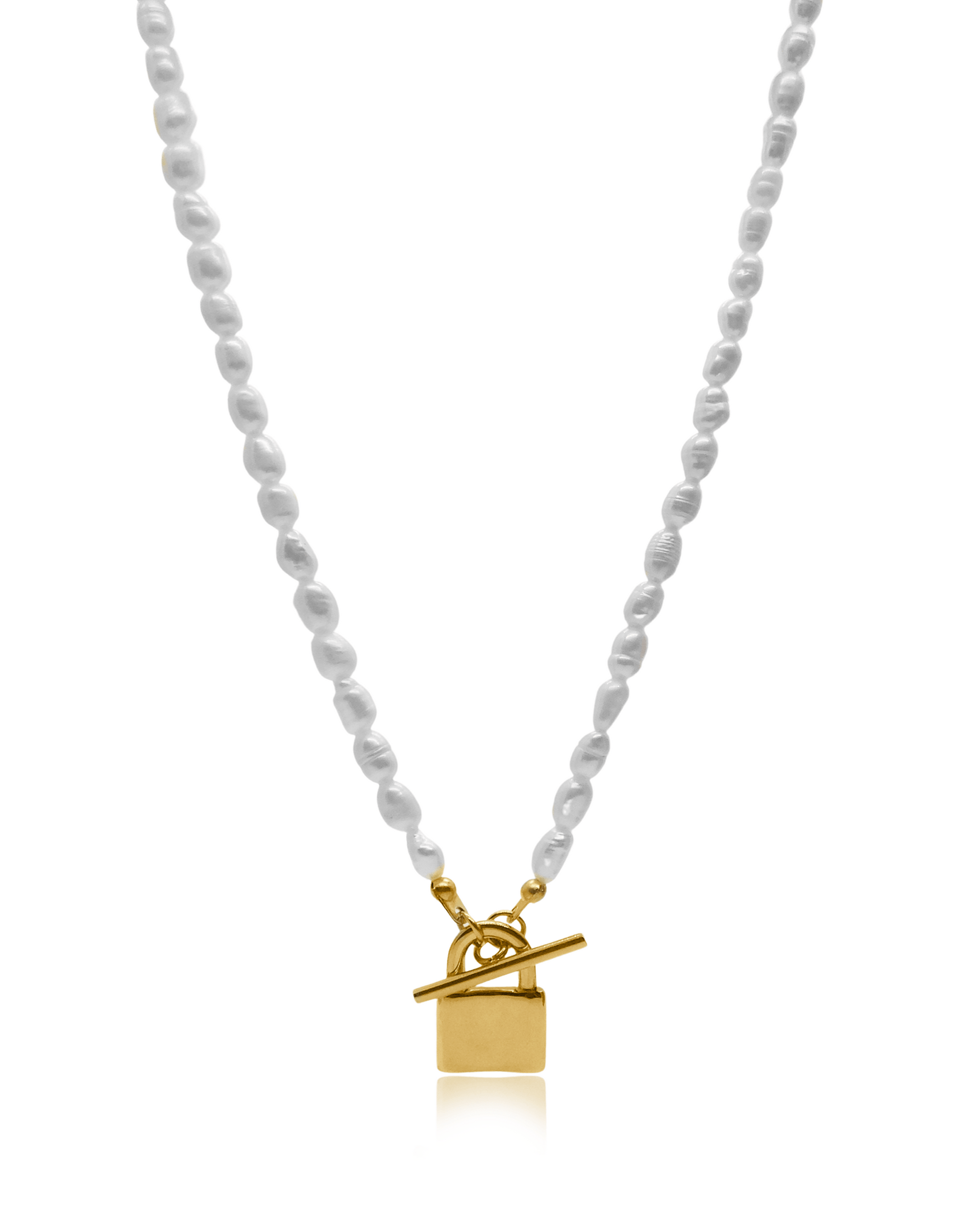Lily Padlock Pendant Freshwater Pearl Choker Necklace