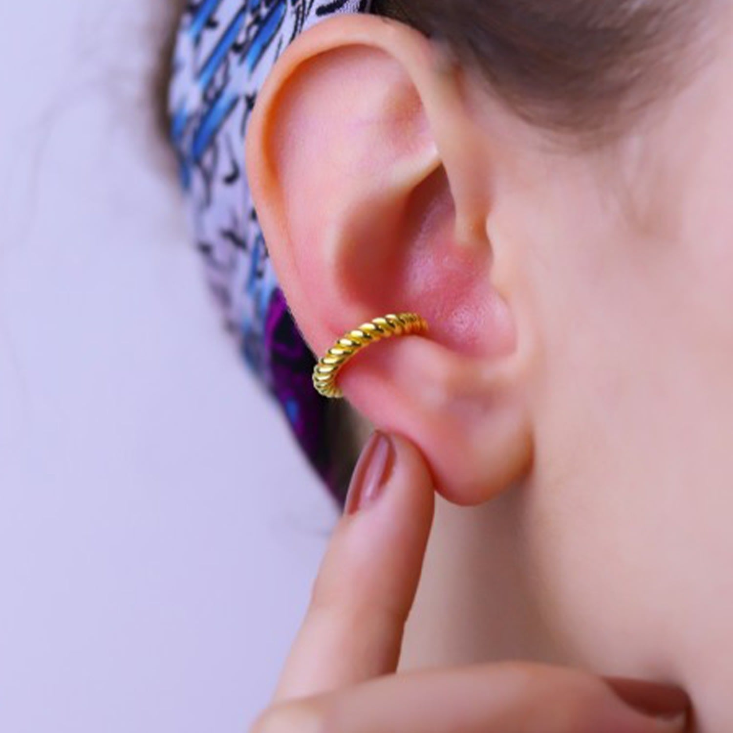 Twisted Sterling Silver Ear Cuff No Piercing - Gold