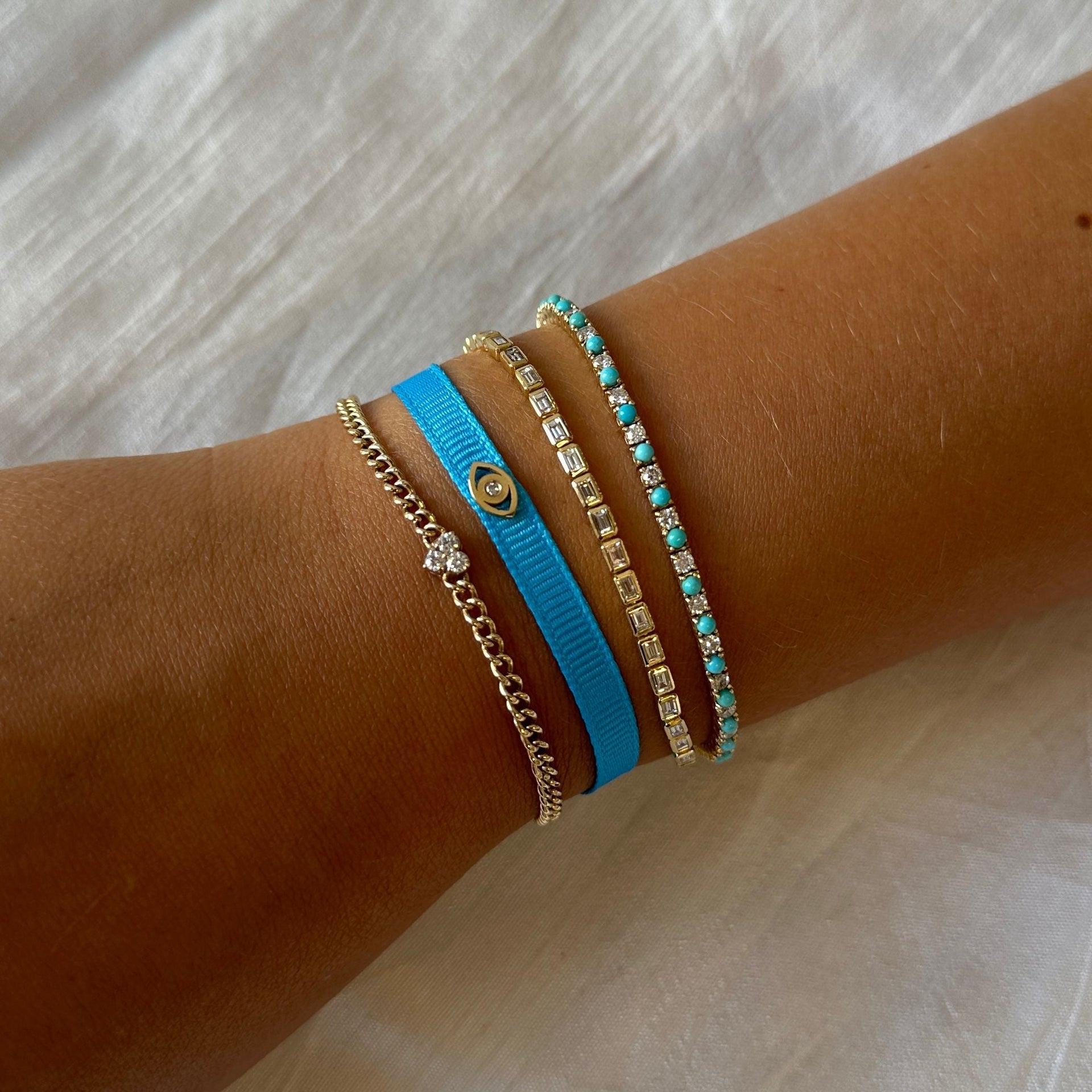 Gold Evil Eye Blue Cotton Bracelet