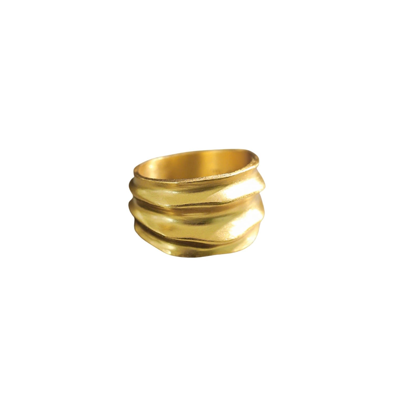 18K Gold Vermeil Sandwood Solid Thick Sterling Silver Ring