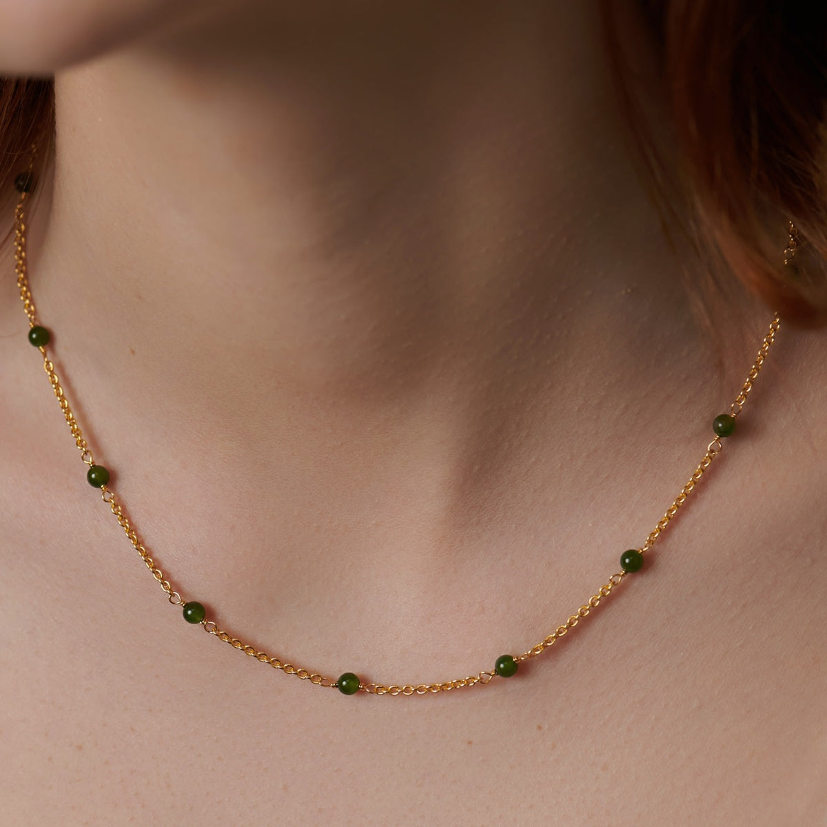 Wadj Green Jasper Gold Vermeil Necklace