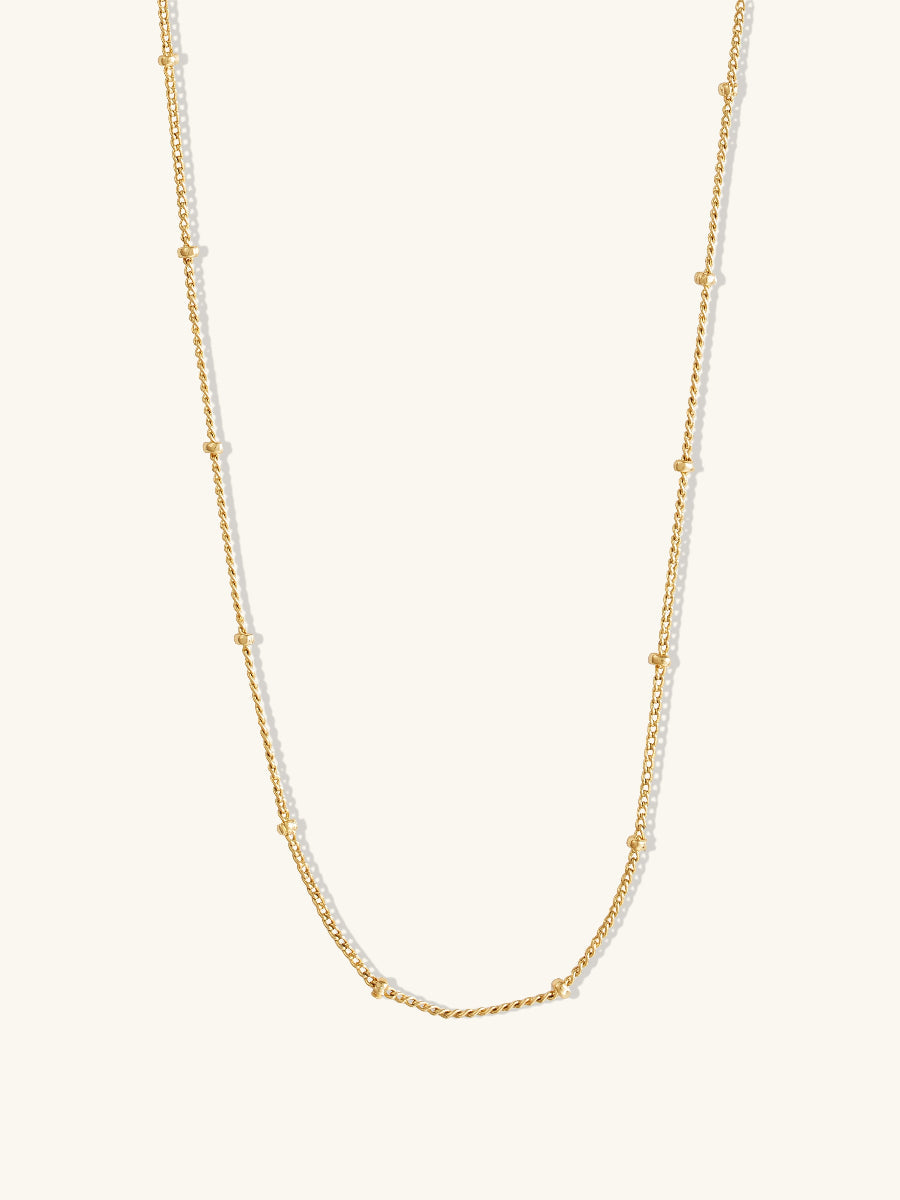 Beaded Chain Gold Necklace