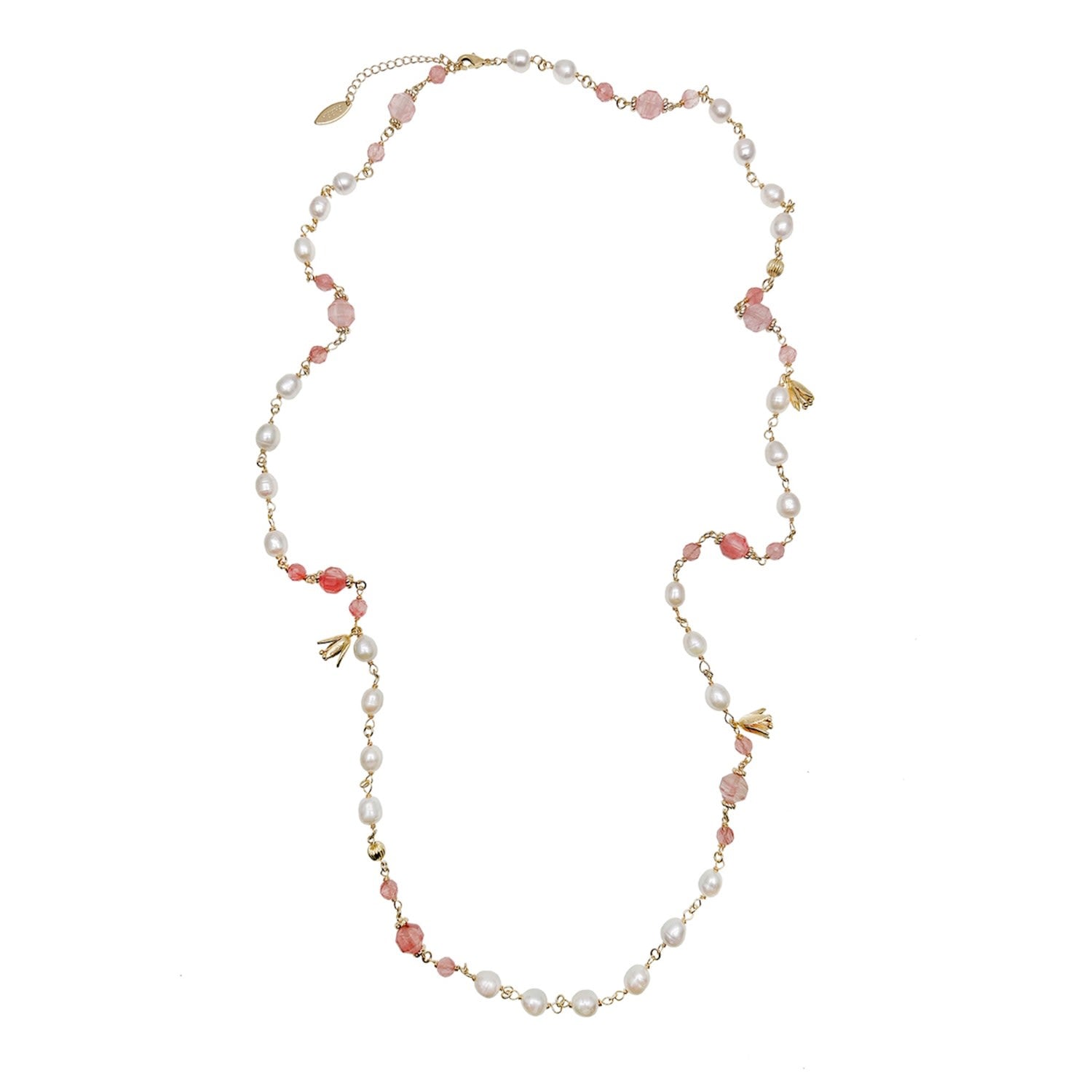 Watermelon Quartz With Freshwater Pearls Multi-Way Necklace