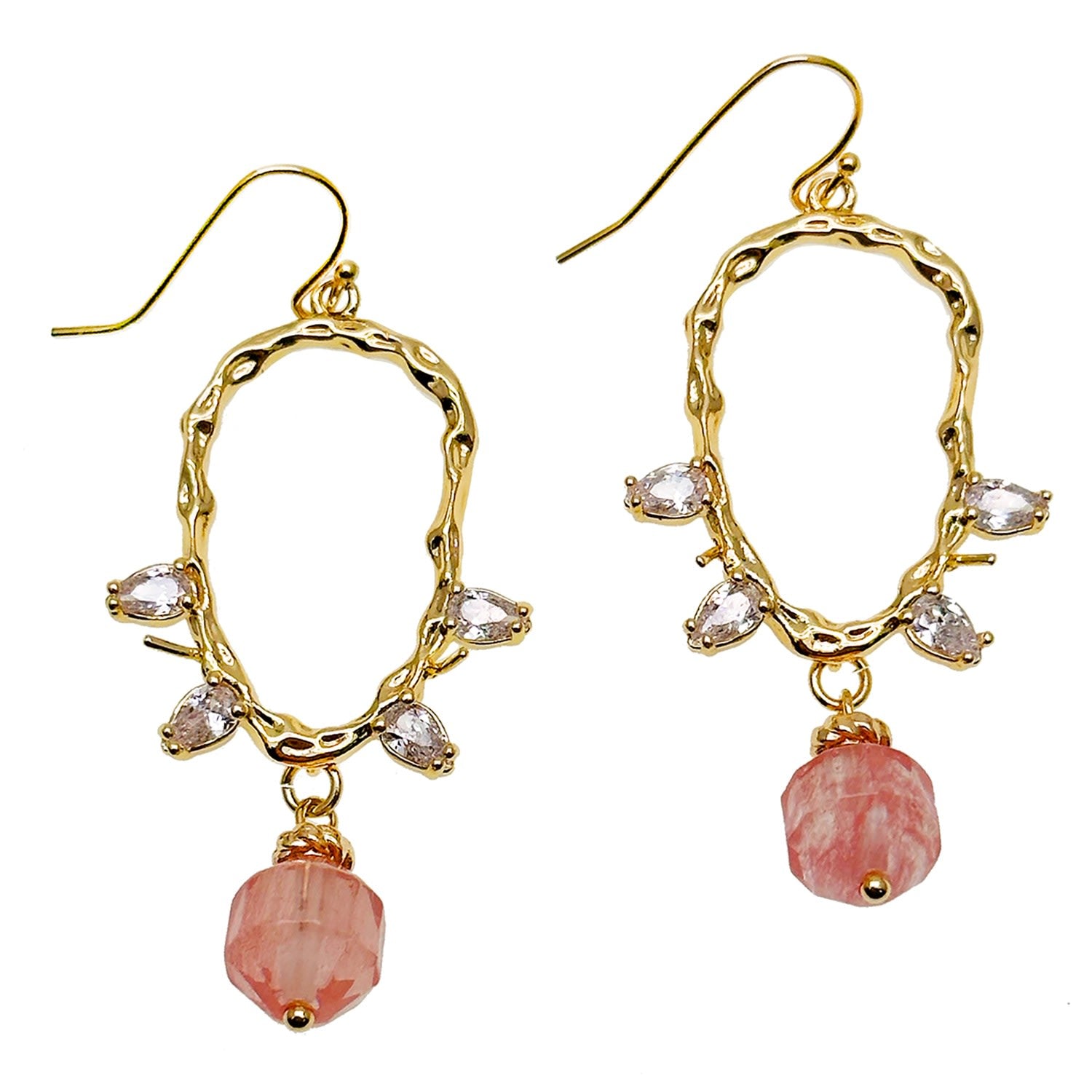 Watermelon With Zricon Dangle Earrings