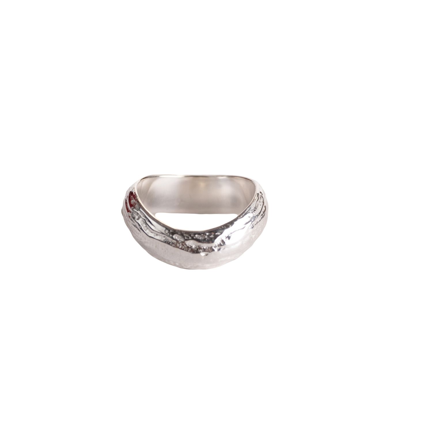 Wave Band Concrete Ring- Silver