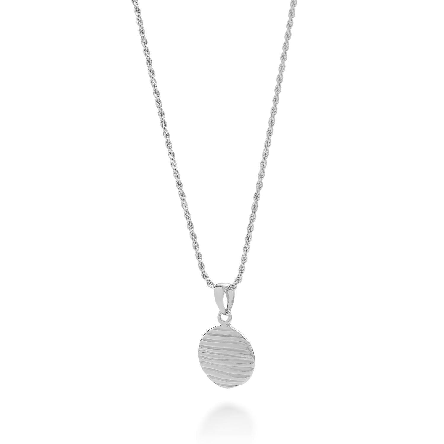 Wave Disc Necklace Sterling Silver