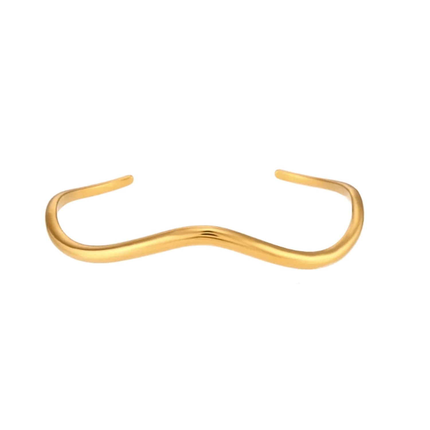 Wave Minimalist Gold Cuff Bracelet