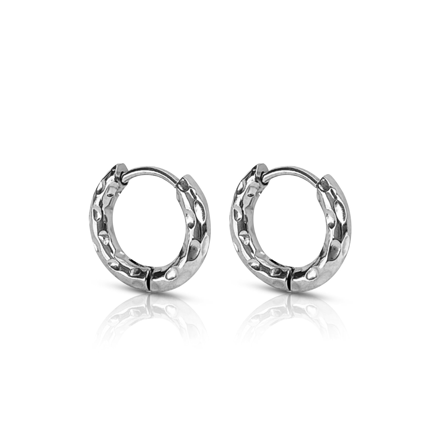 Wave Silver Waterproof Huggie Hoop Earrings