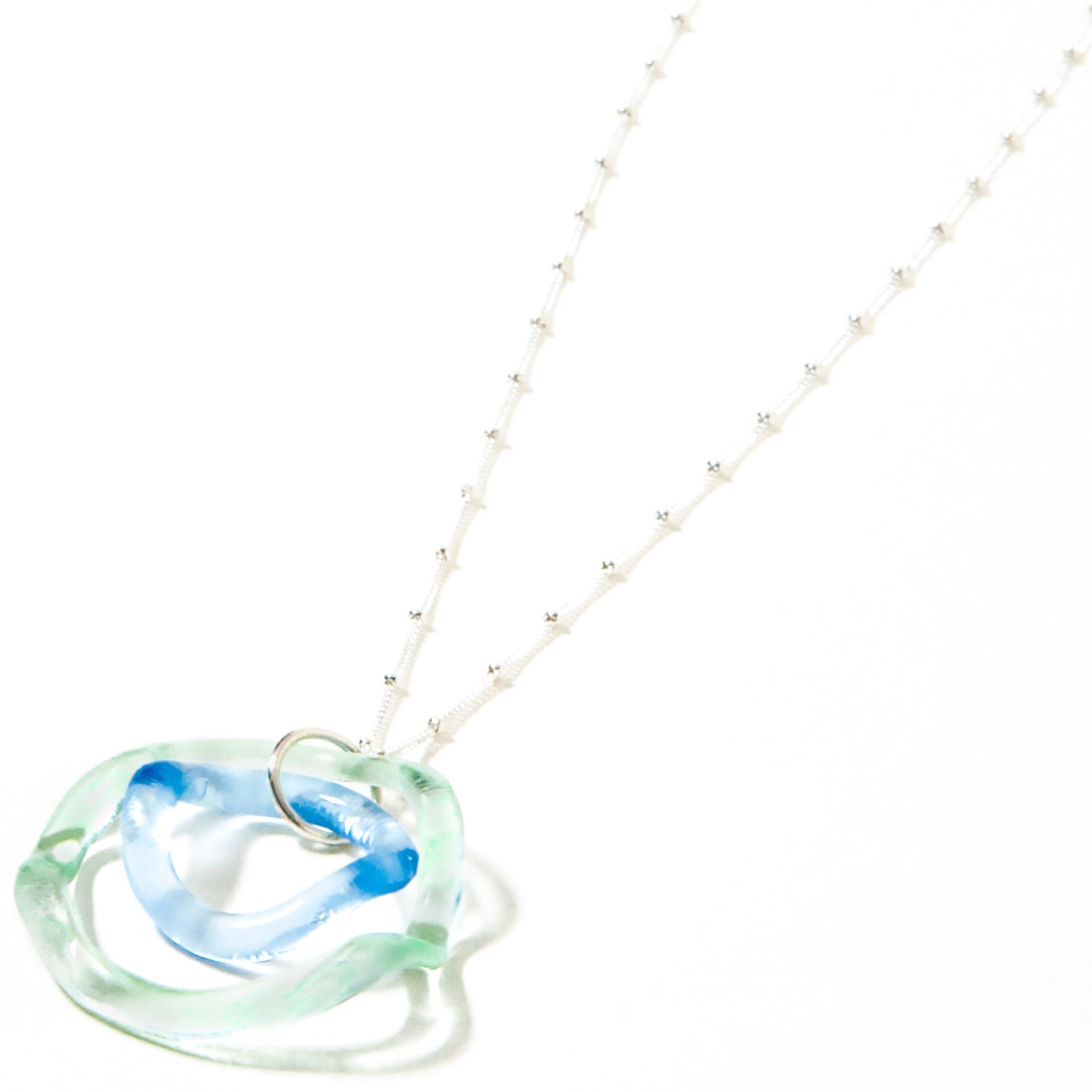 Recycled Glass Wave Pendant Ocean Colors Sterling