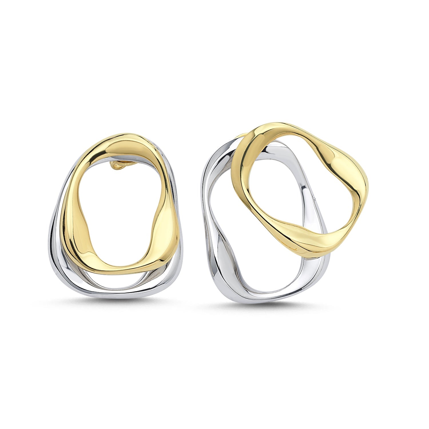 Wave Double Hoop Earrings Silver And Gold