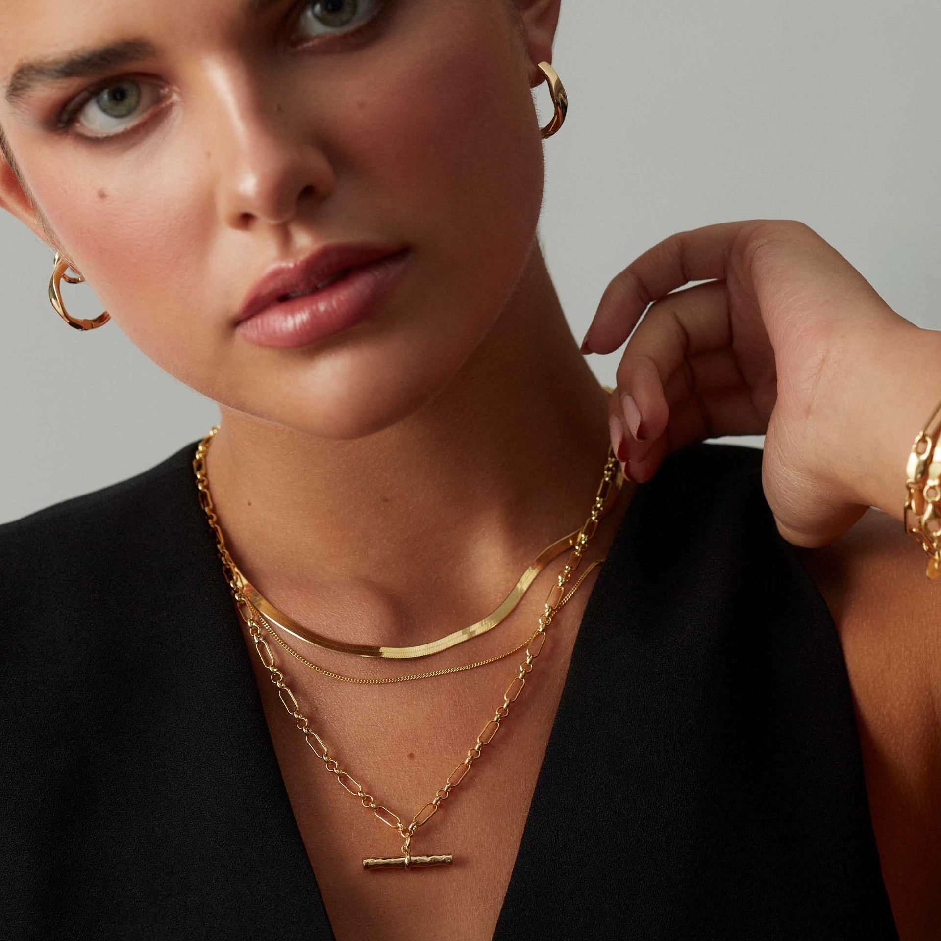 Wavy T-Bar Necklace Silver