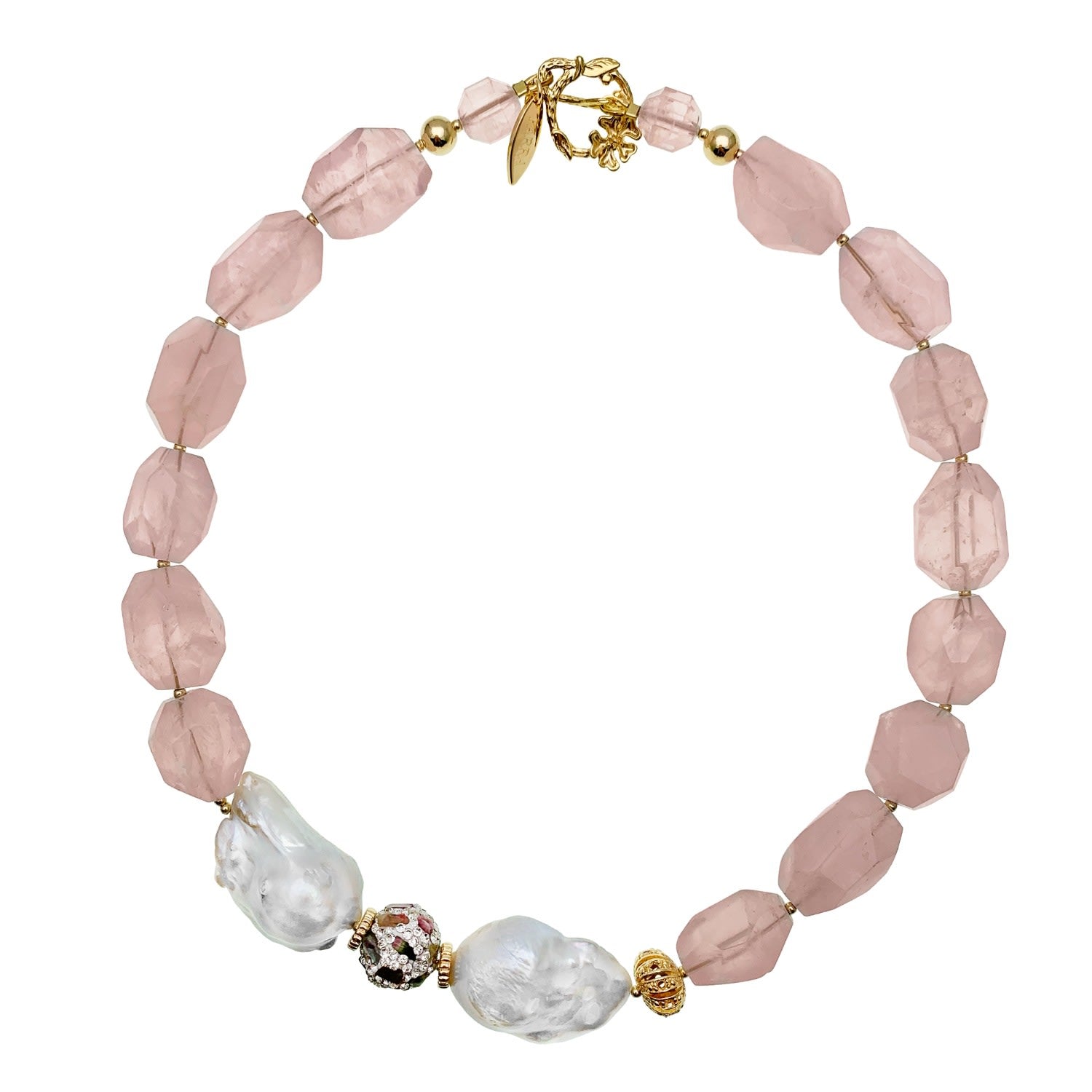 Rose Quartz With Baroque & Tourmaline Short Necklace