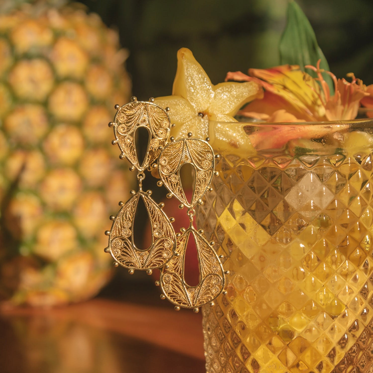 Pandora Bow Golden Earrings