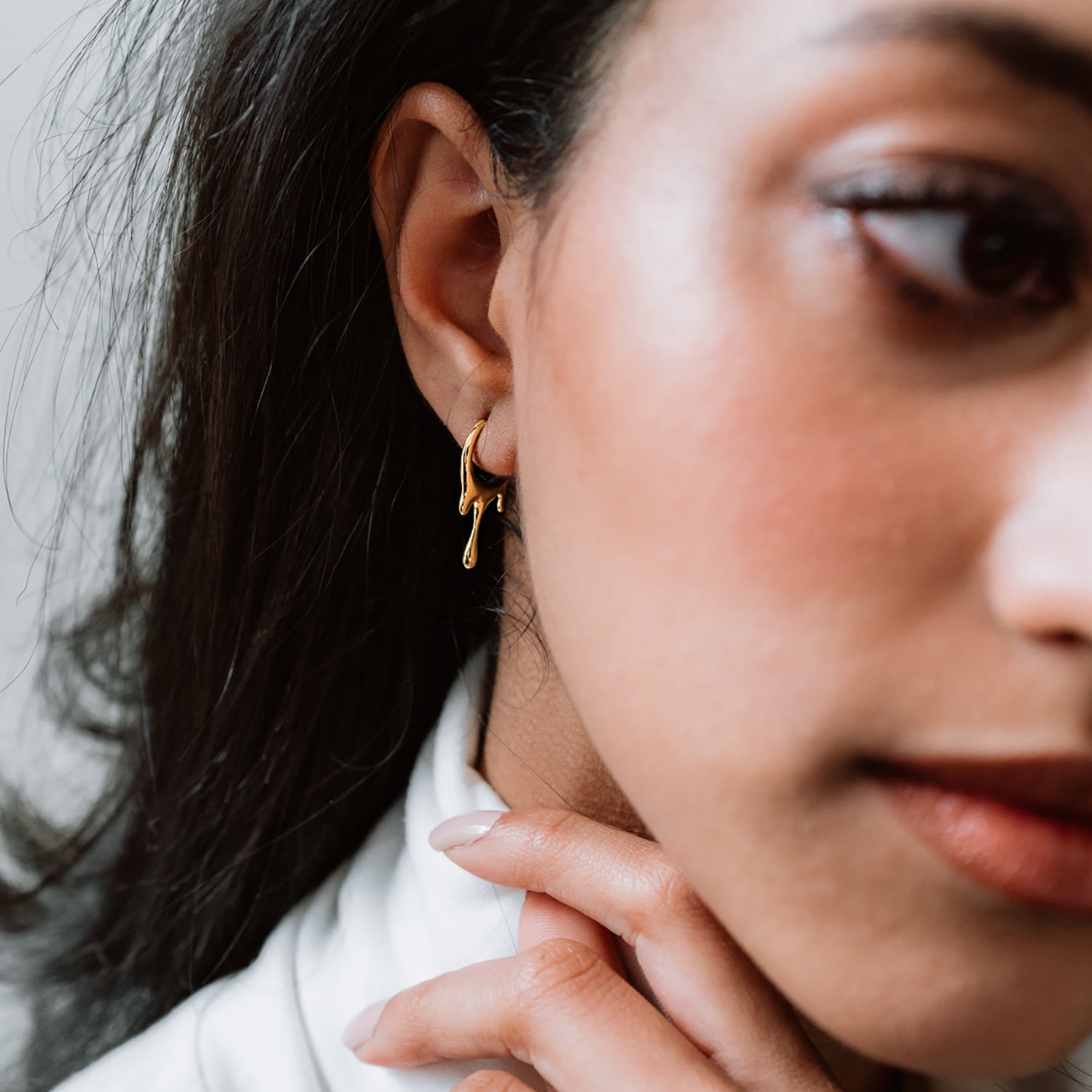 Dripping Circular Gold Vermeil Xs Hoop Earrings
