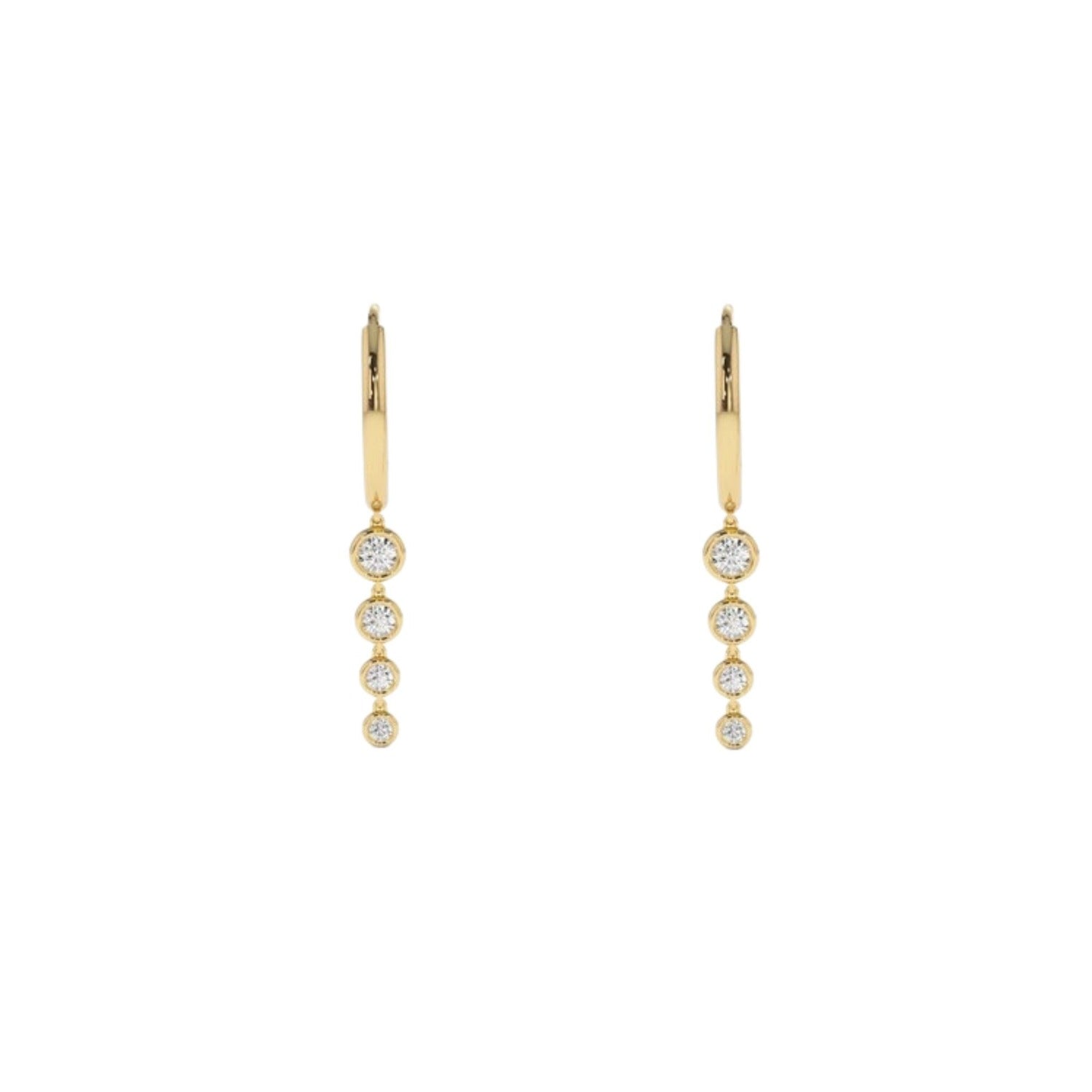 Diamond Drop Hoop Earrings