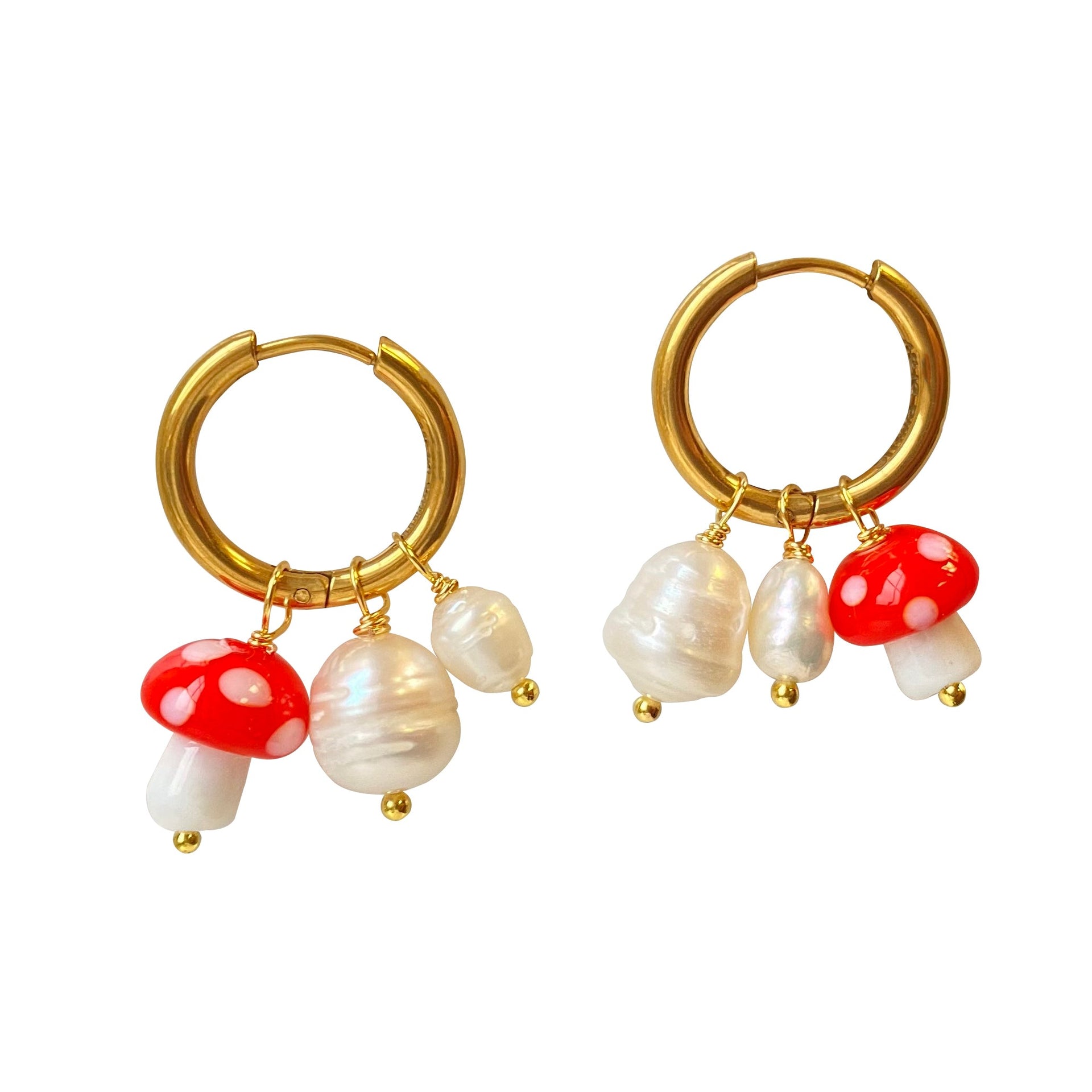 Mushroom Pearl Hoop Earrings Glückspilz