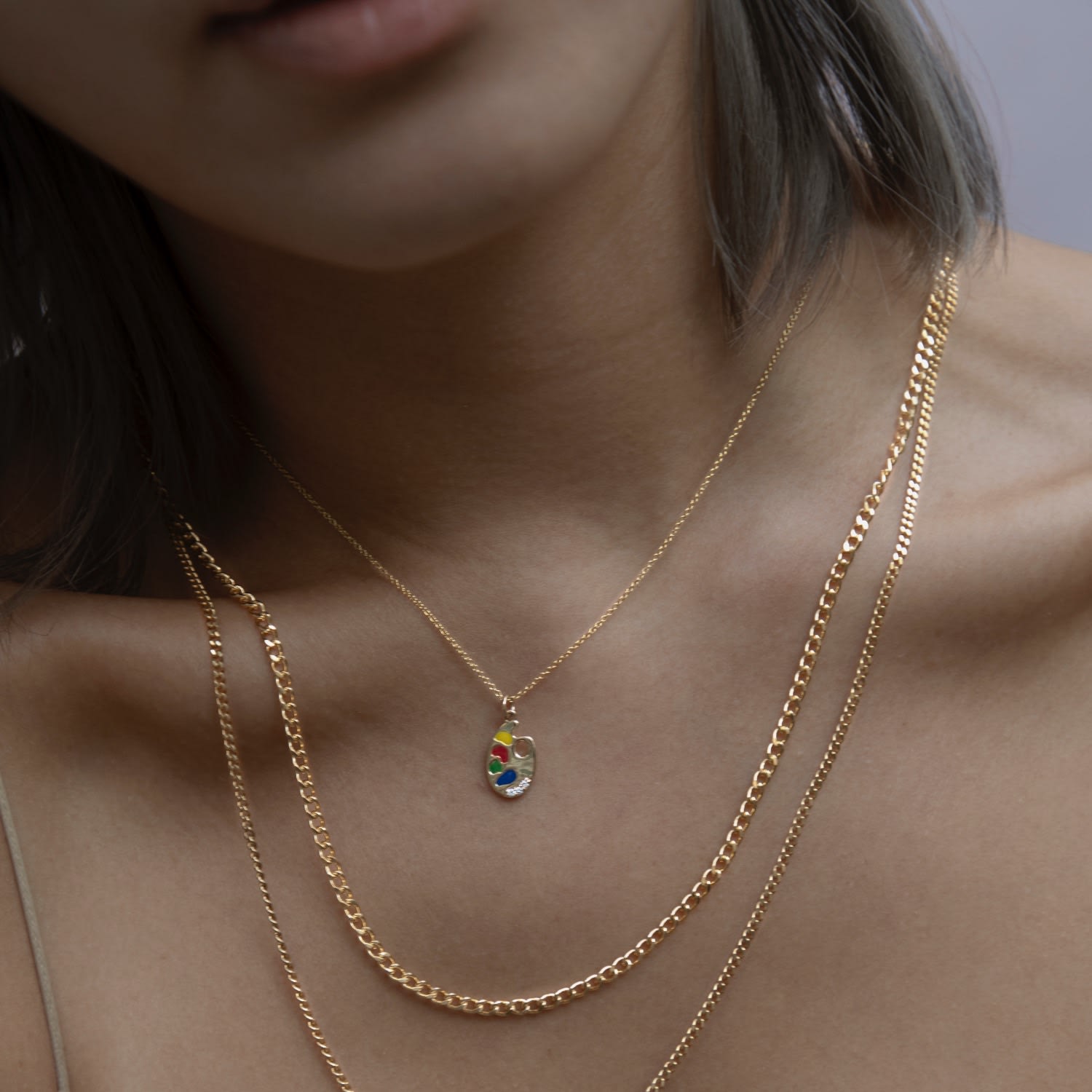 14K Gold Painters Palette Pendant