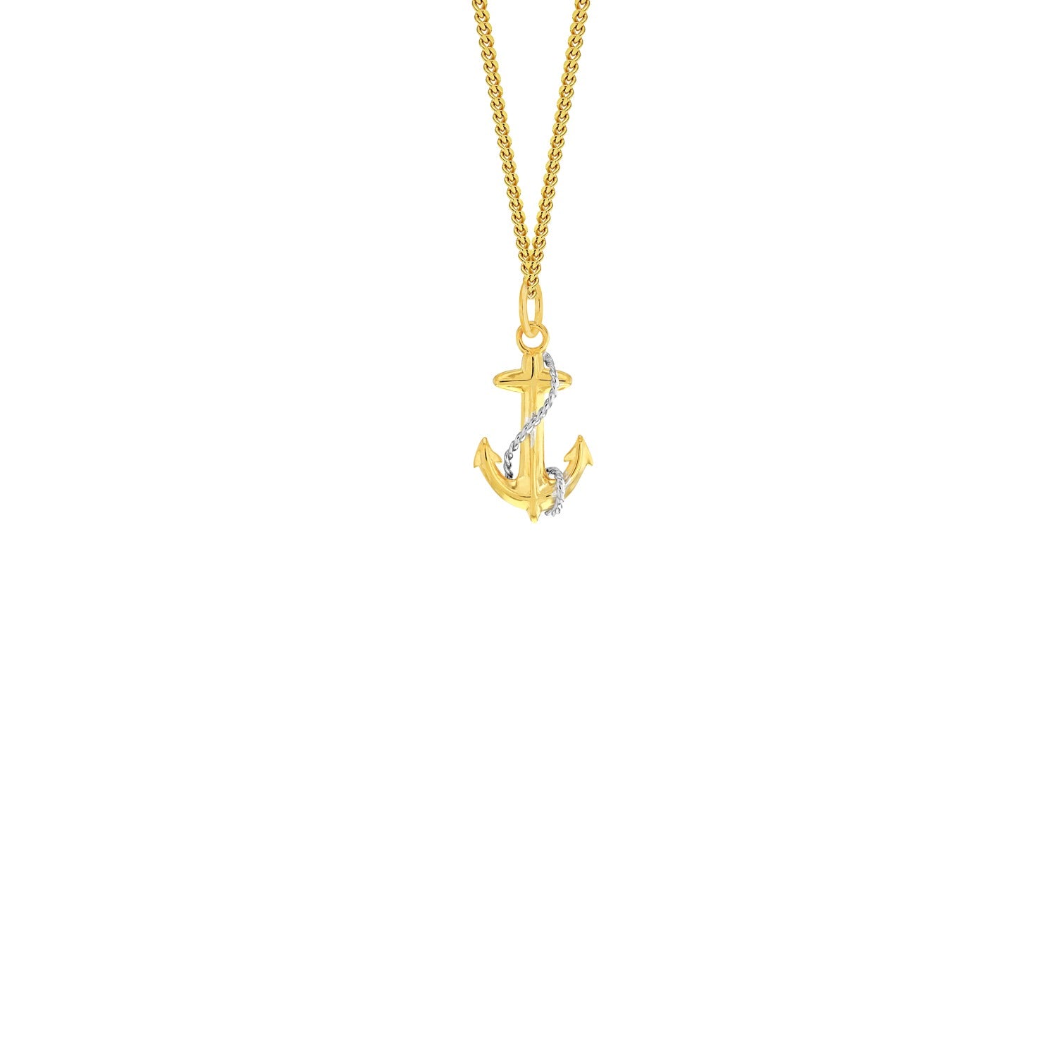 Mini Anchor Charm 2-Tone 18Kt Gold Plate With Silver Detail On Gold Hoop