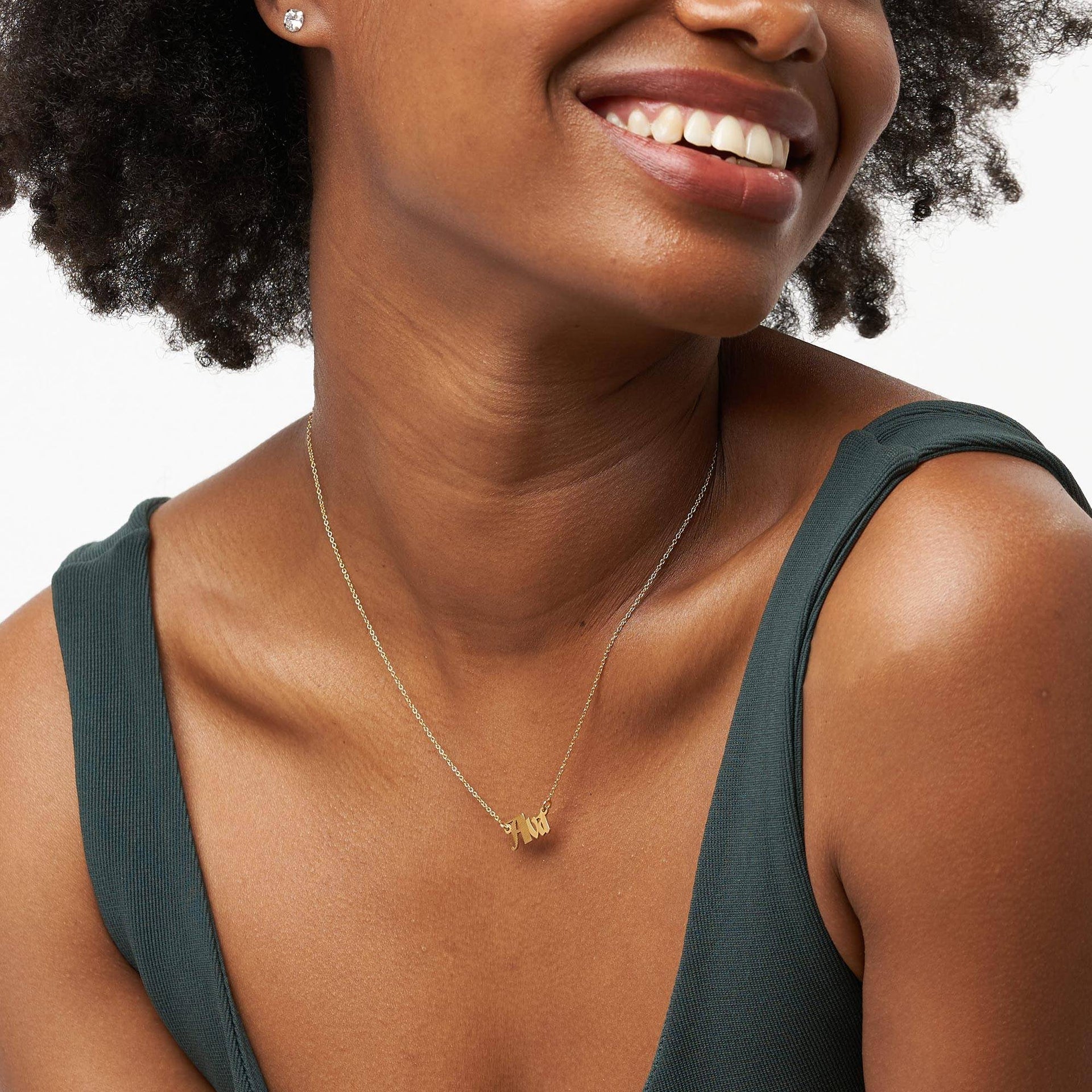Wednesday Textured Gothic Name Necklace in 18K Gold Plating