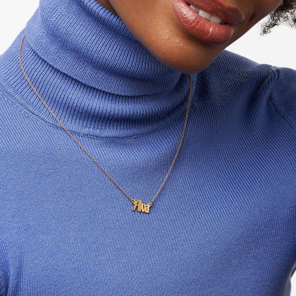 Wednesday Textured Gothic Name Necklace in 18K Gold Vermeil