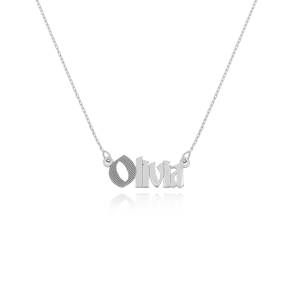 Wednesday Textured Gothic Name Necklace in Sterling Silver