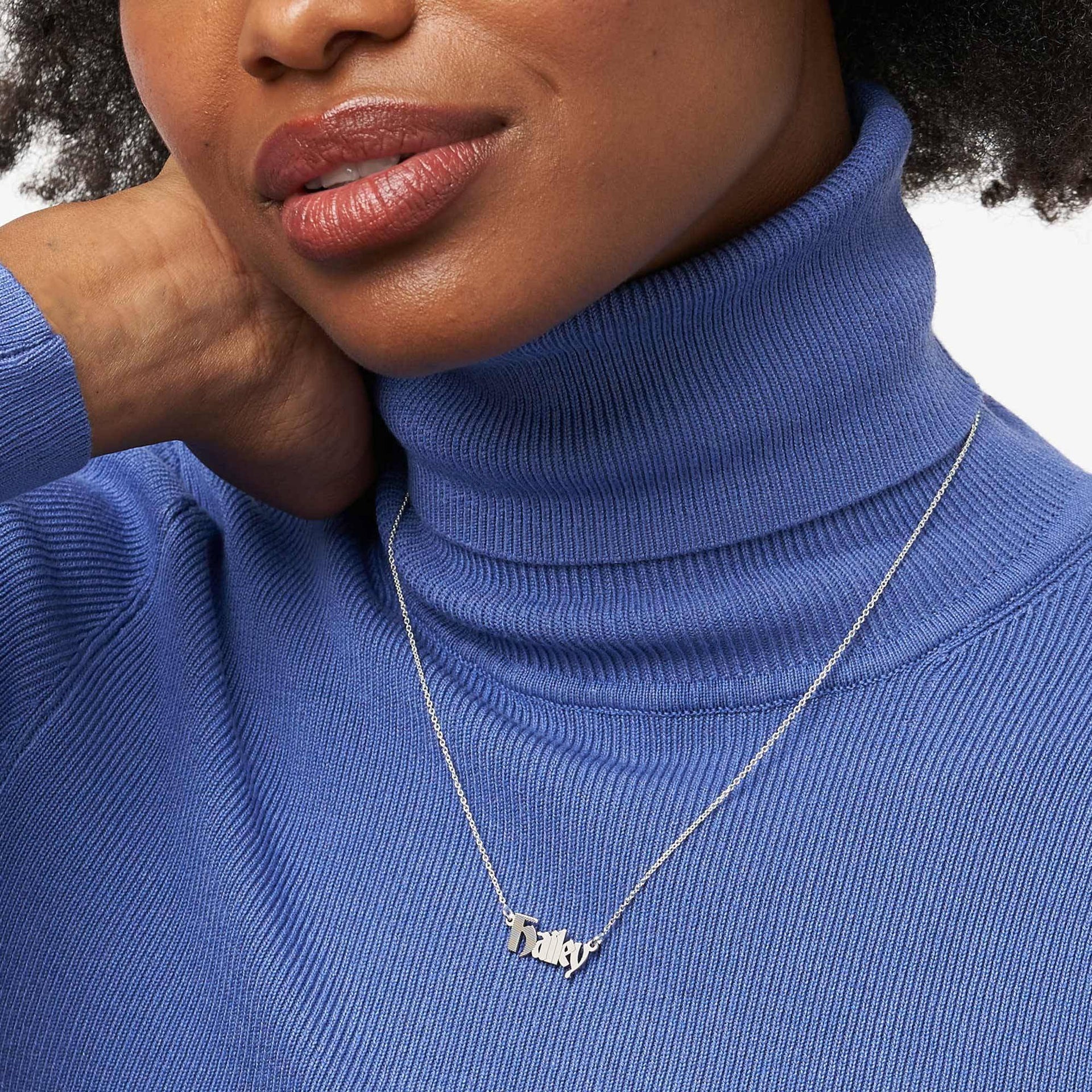 Wednesday Textured Gothic Name Necklace in Sterling Silver