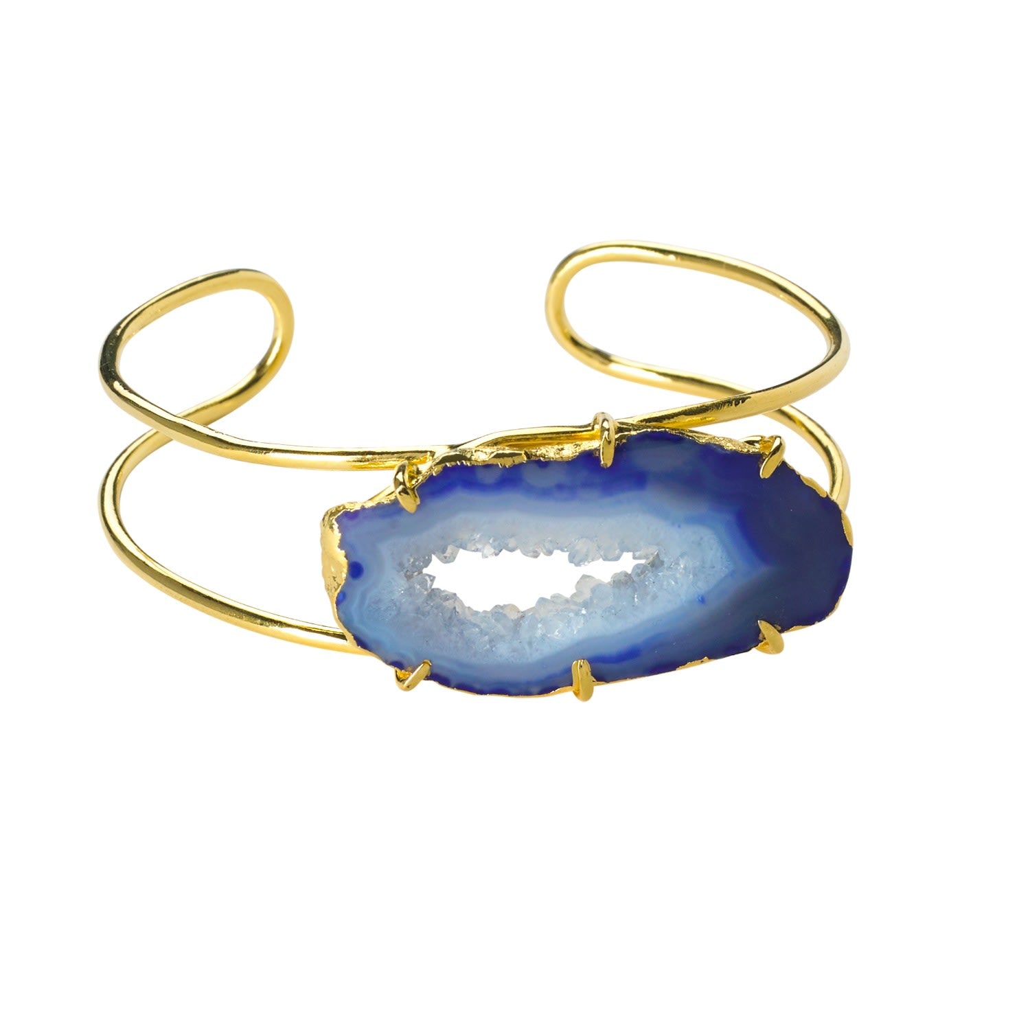 Cobalt Blue Gemstone Deep Love Gold Cuff Bracelet