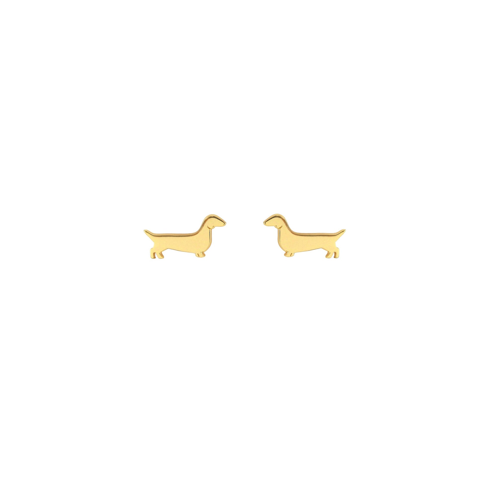 Weiner Dog Stud Earrings - Gold Vermeil