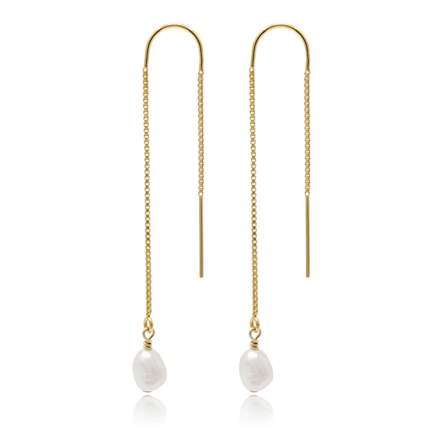 Lola Small Pearl Gold Filled Chain Threader Earrings