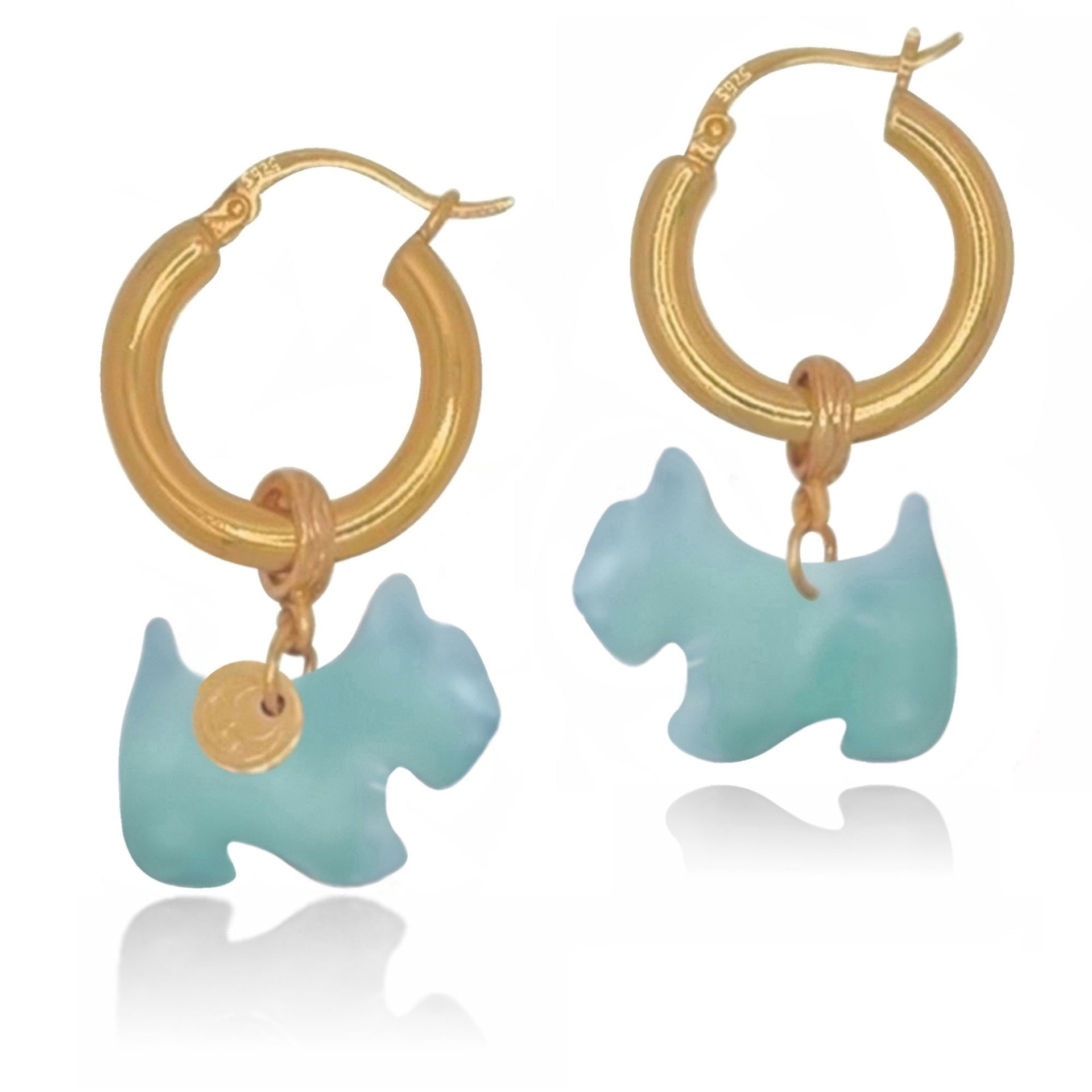 Welsh Corgi Hoop Earrings - Blue