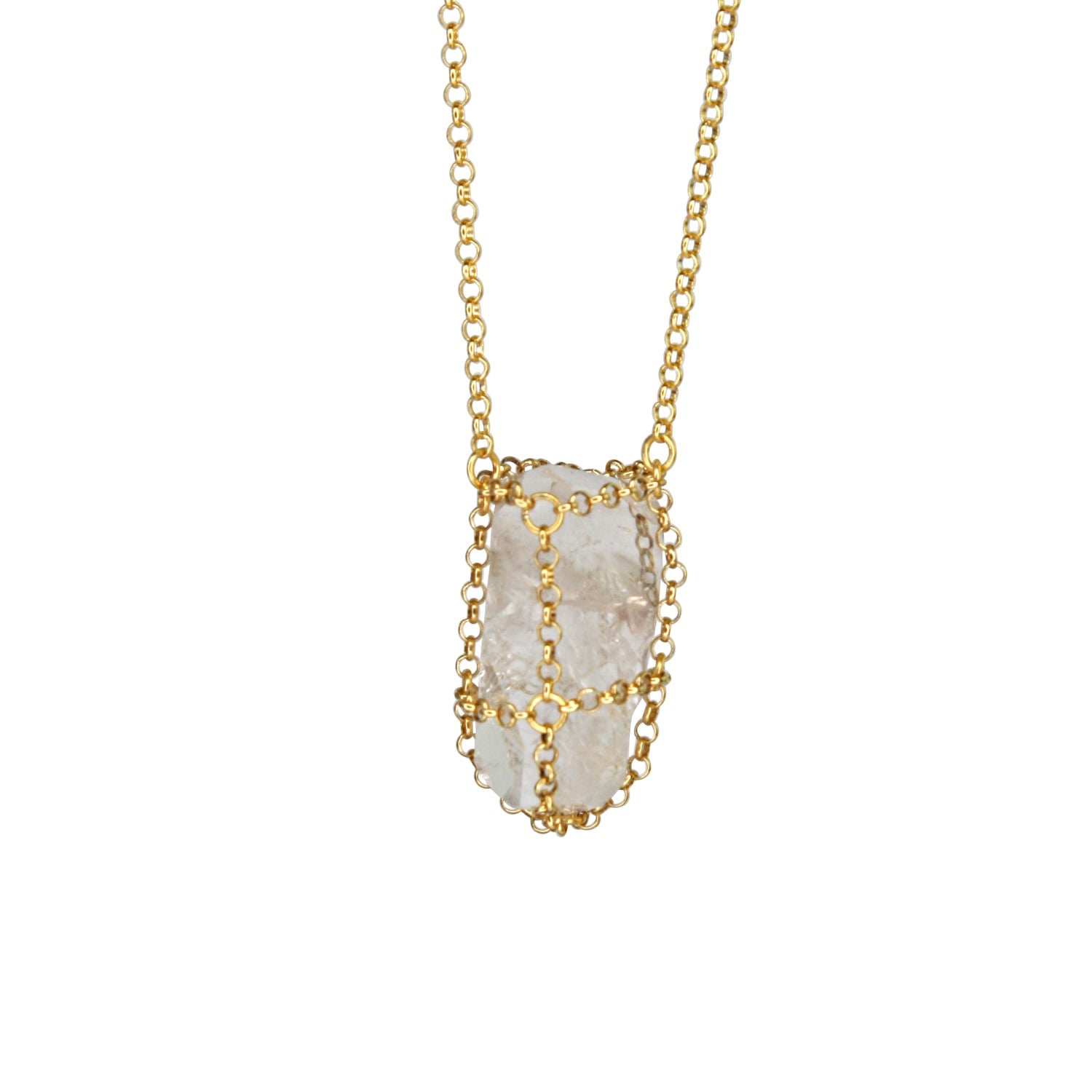 Caged Gold Quartz Necklace