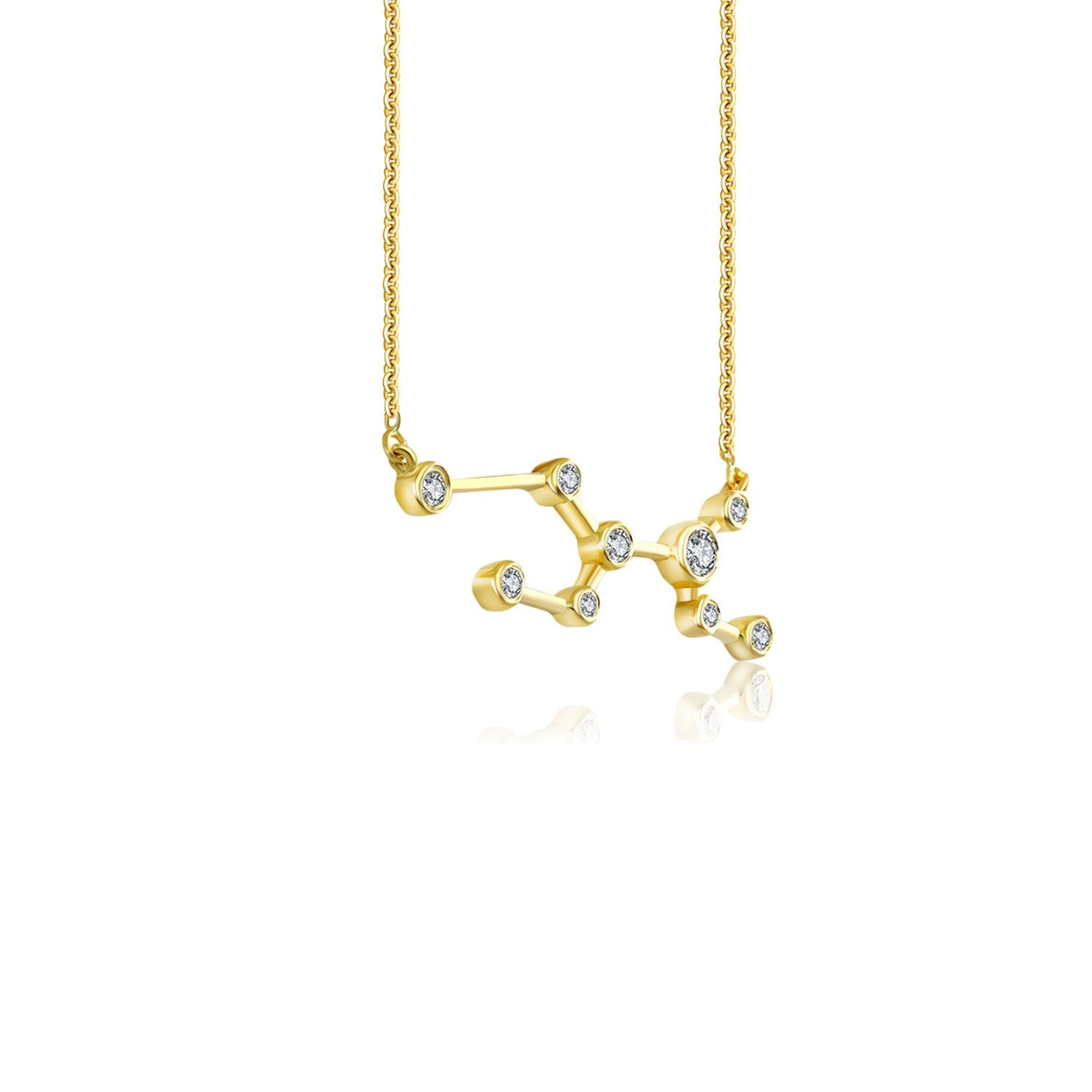 Virgo Zodiac Constellation Necklace 18K Yellow Gold & Diamond