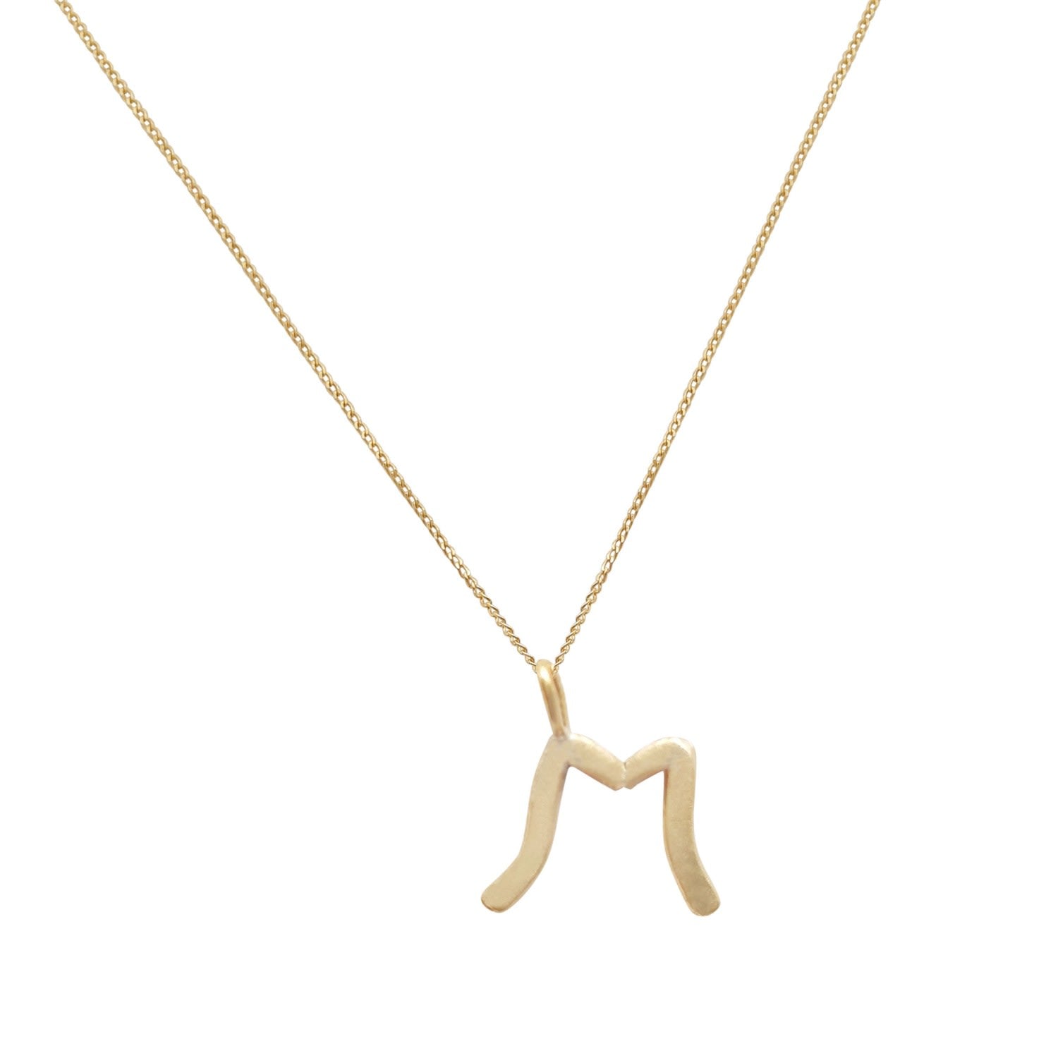 Solid Gold Letter M Pendant Necklace